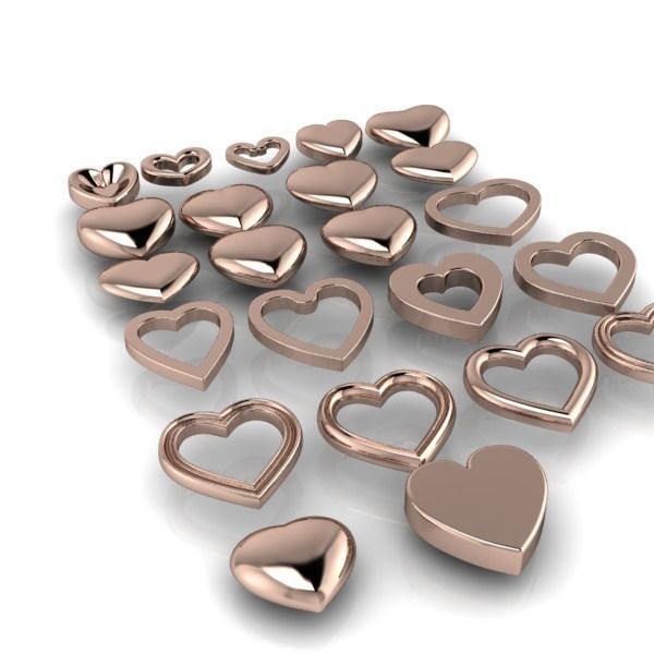 Various Assorted Heart 3D models findings jewelry 3D print model_1