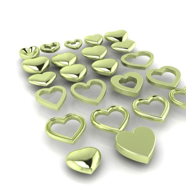 Various Assorted Heart 3D models findings jewelry 3D print model_3