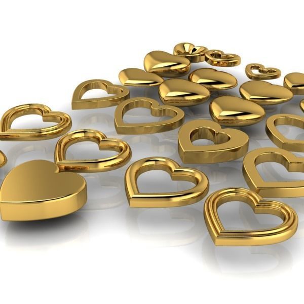 Various Assorted Heart 3D models findings jewelry 3D print model_9