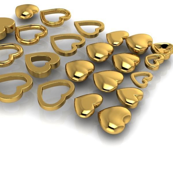 Various Assorted Heart 3D models findings jewelry 3D print model_7