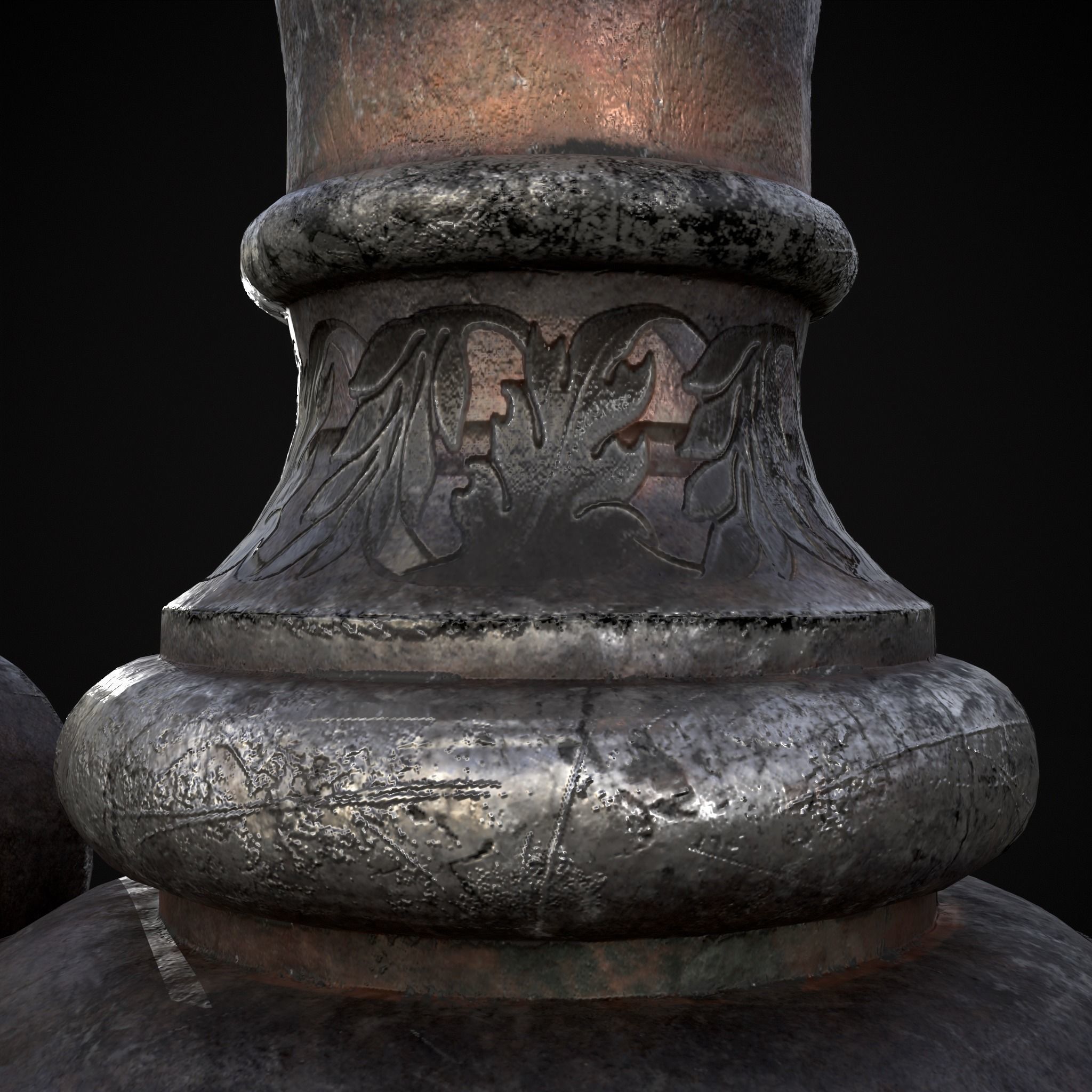 Medieval Elegant Pewter Pitcher Low-poly 3D model_13
