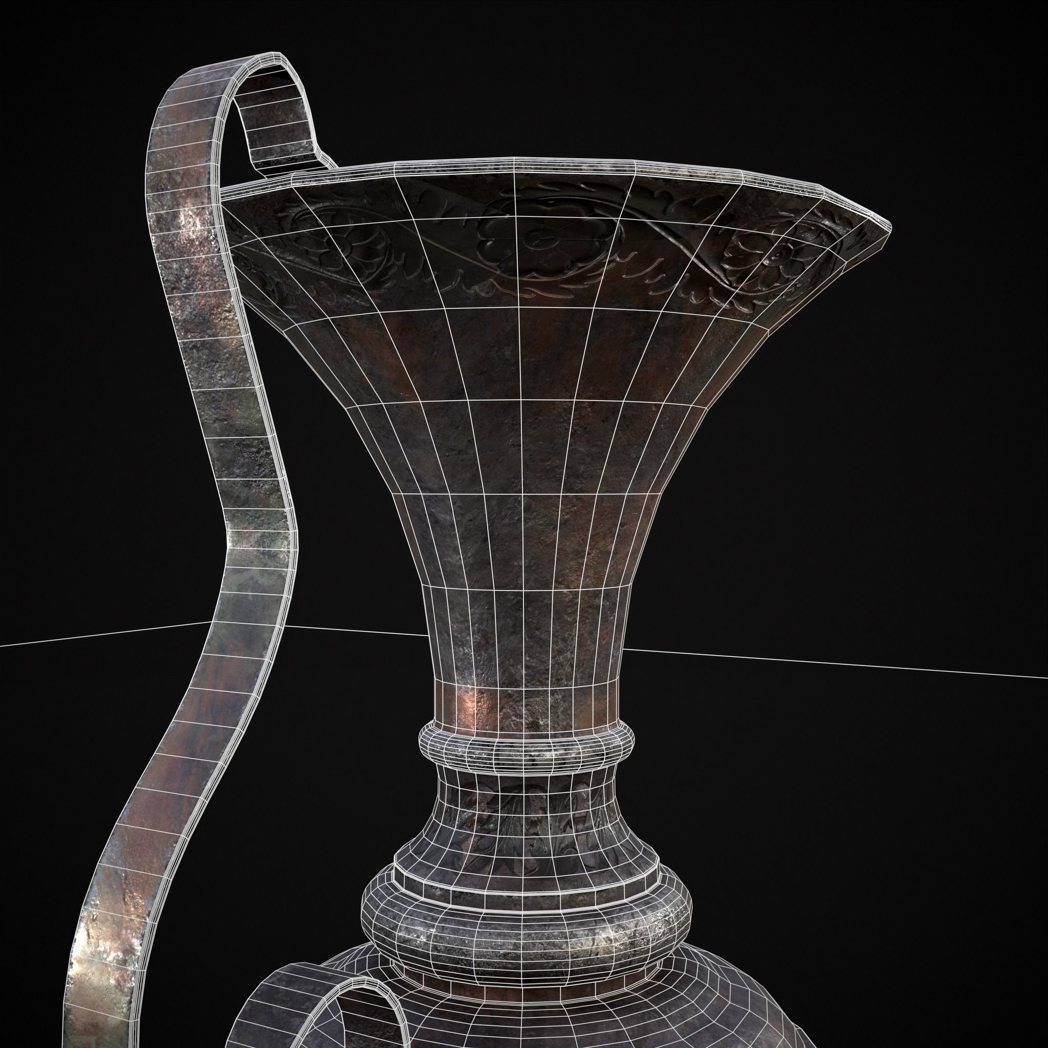 Medieval Elegant Pewter Pitcher Low-poly 3D model_18