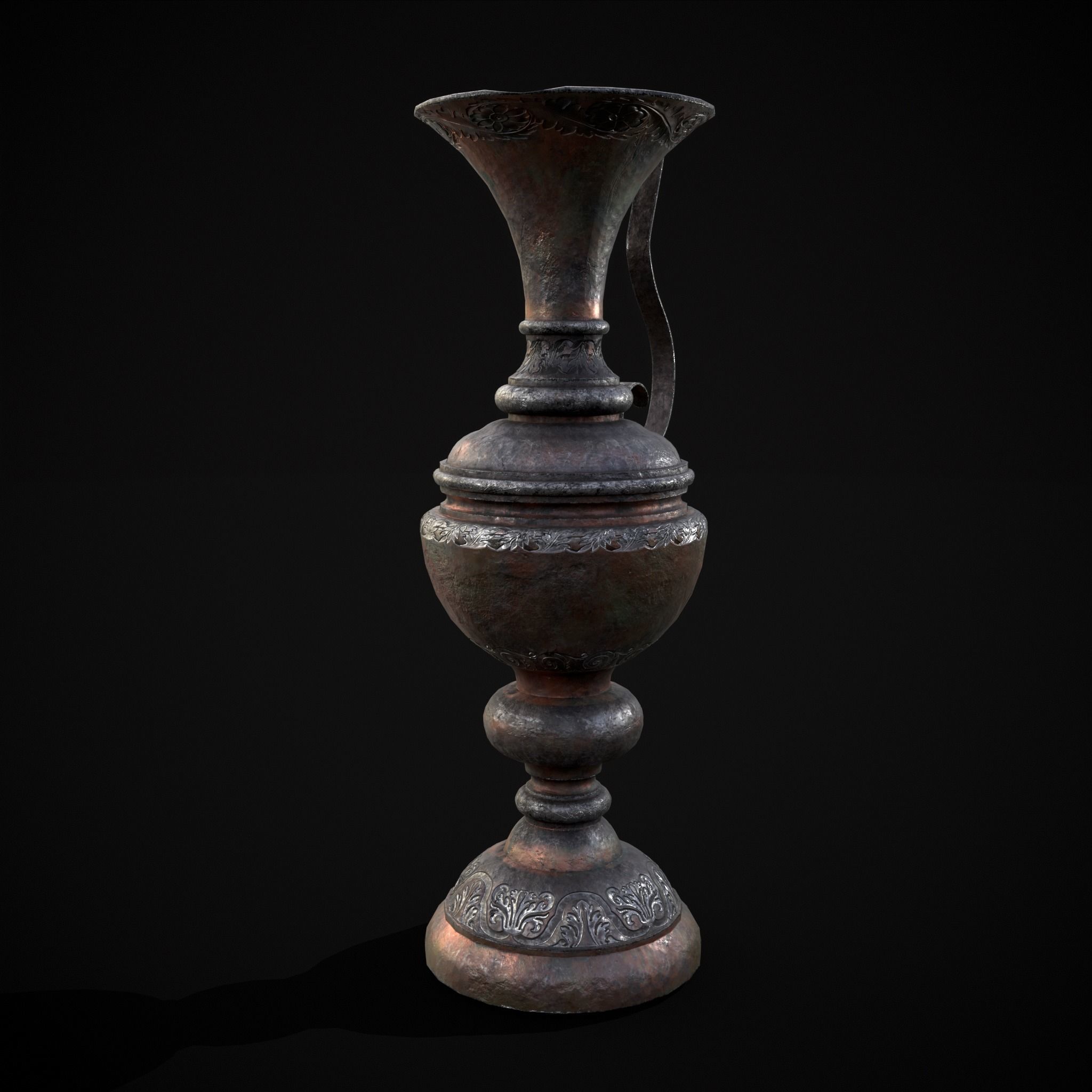 Medieval Elegant Pewter Pitcher Low-poly 3D model_31