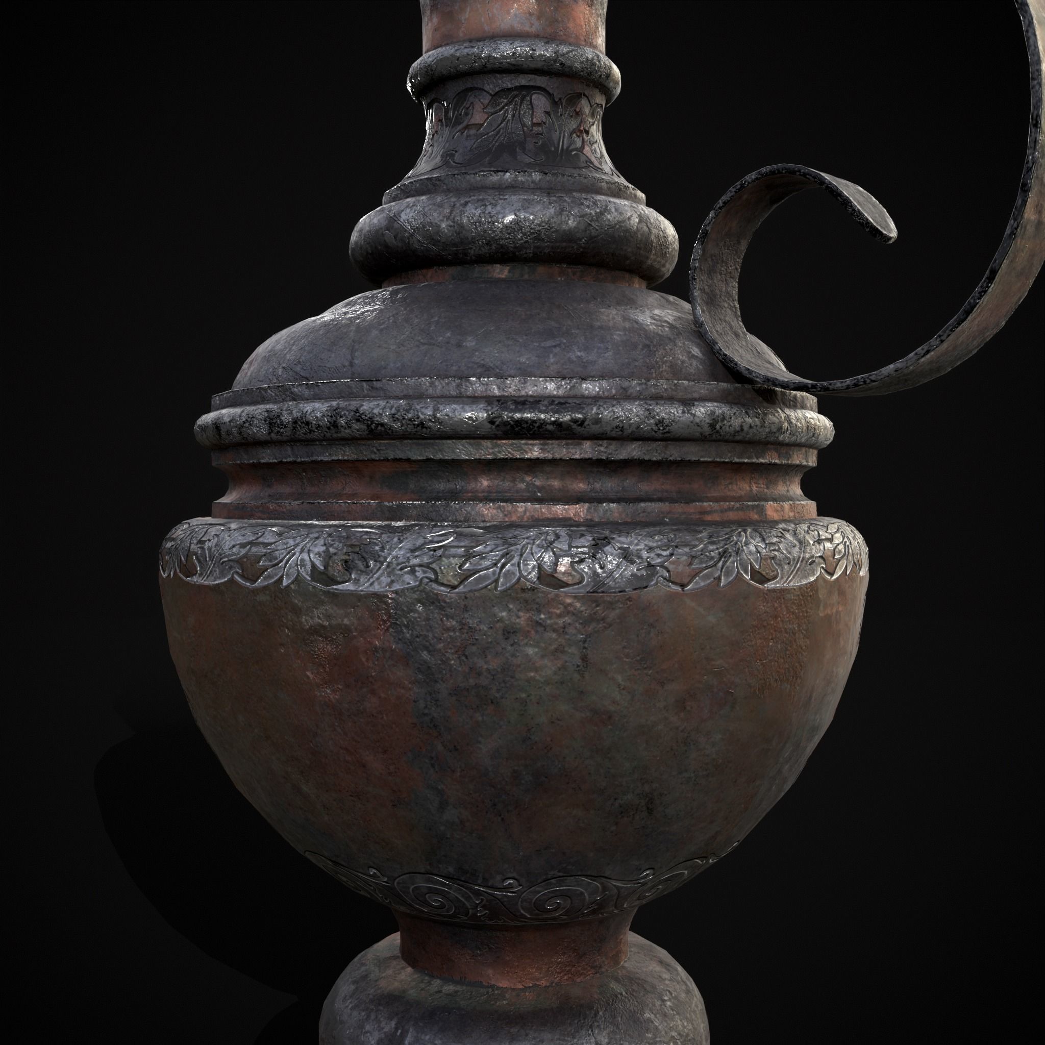 Medieval Elegant Pewter Pitcher Low-poly 3D model_19