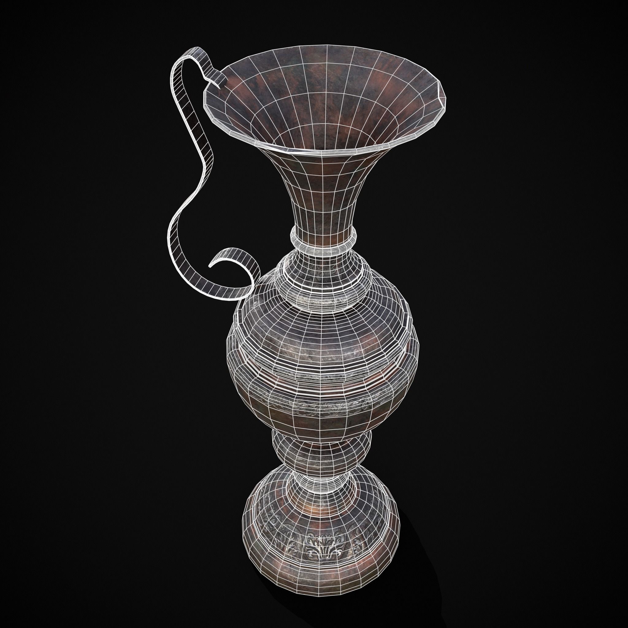 Medieval Elegant Pewter Pitcher Low-poly 3D model_34