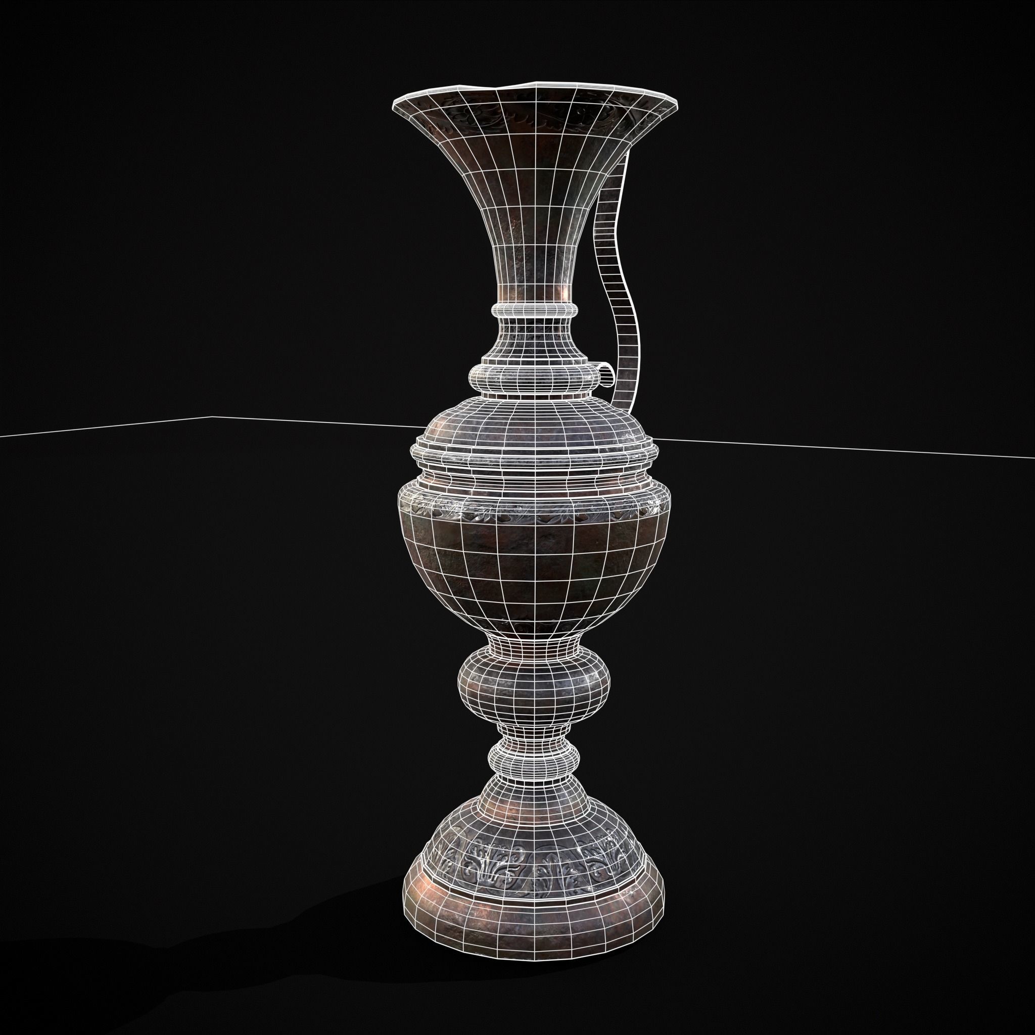 Medieval Elegant Pewter Pitcher Low-poly 3D model_32