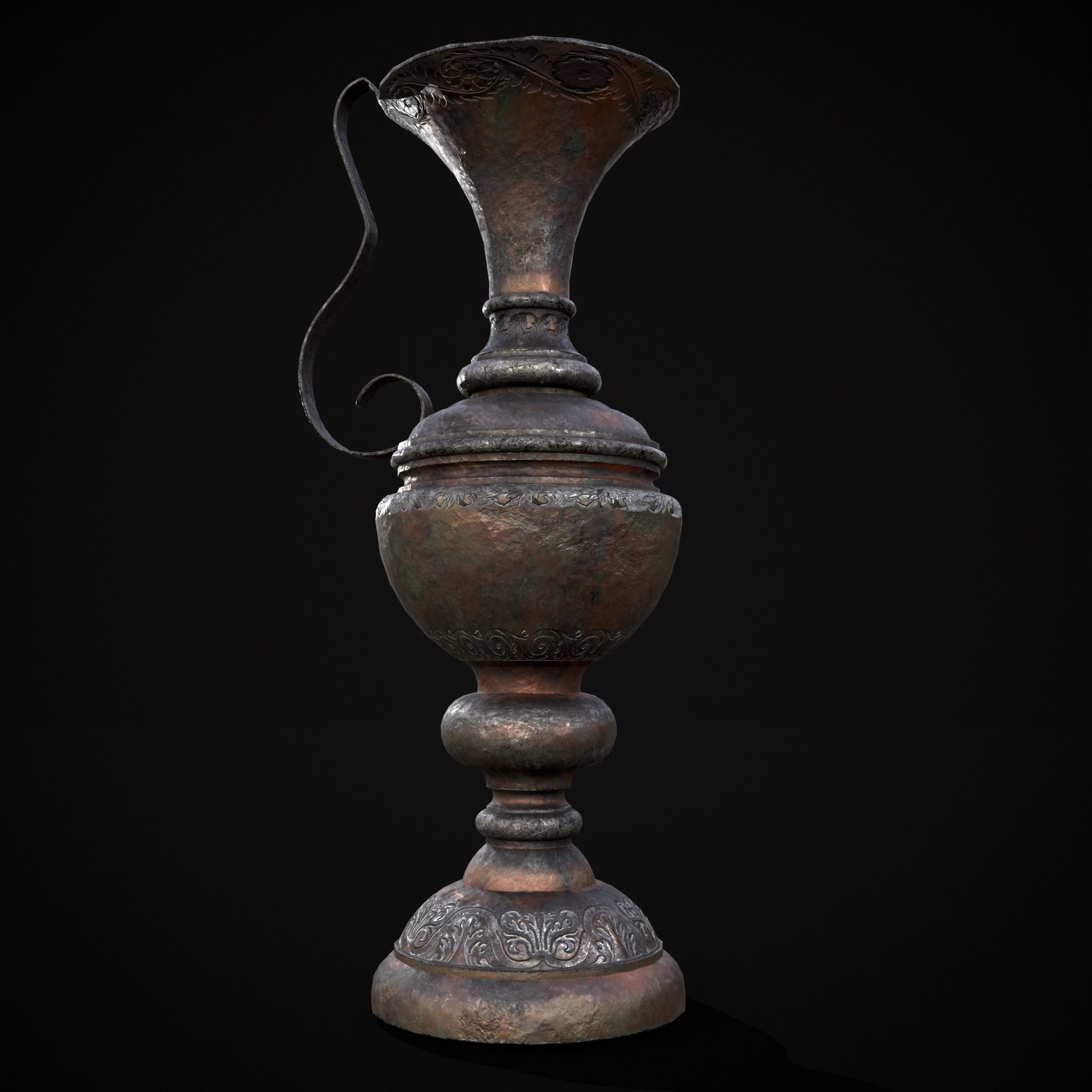 Medieval Elegant Pewter Pitcher Low-poly 3D model_35