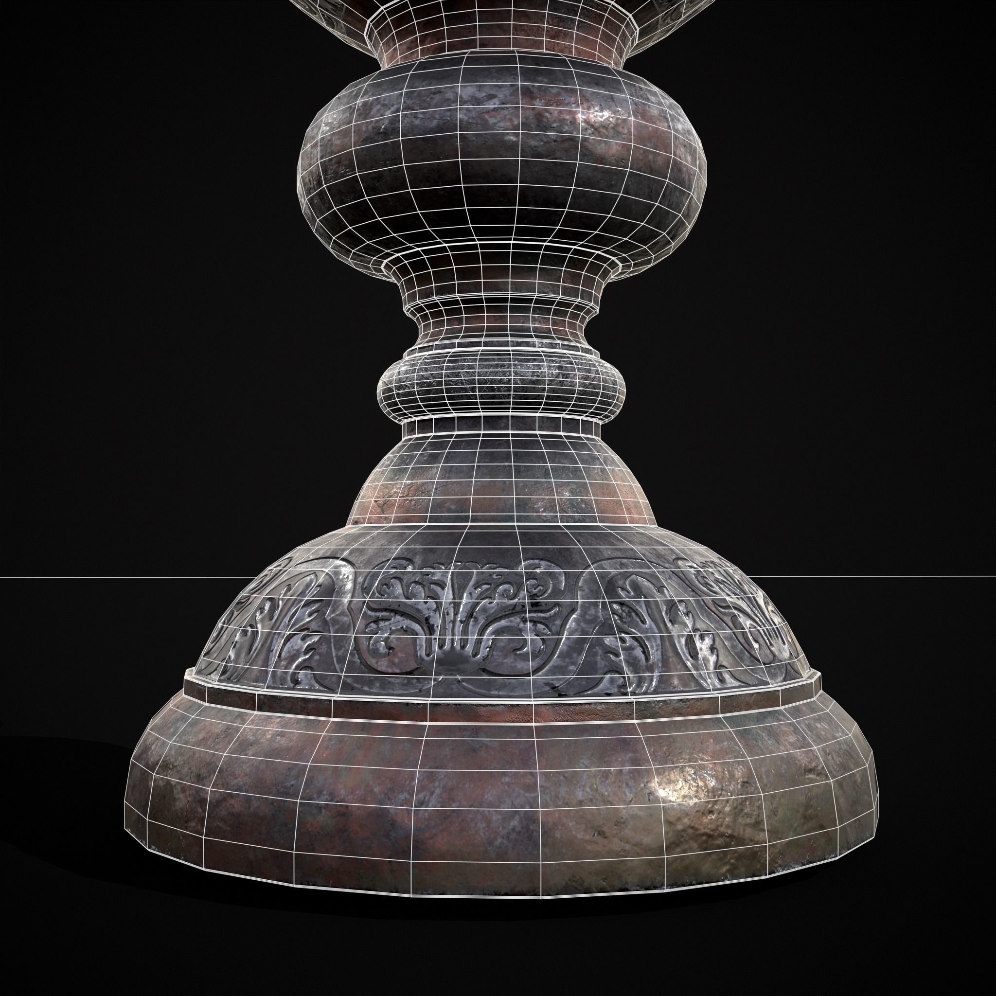 Medieval Elegant Pewter Pitcher Low-poly 3D model_10