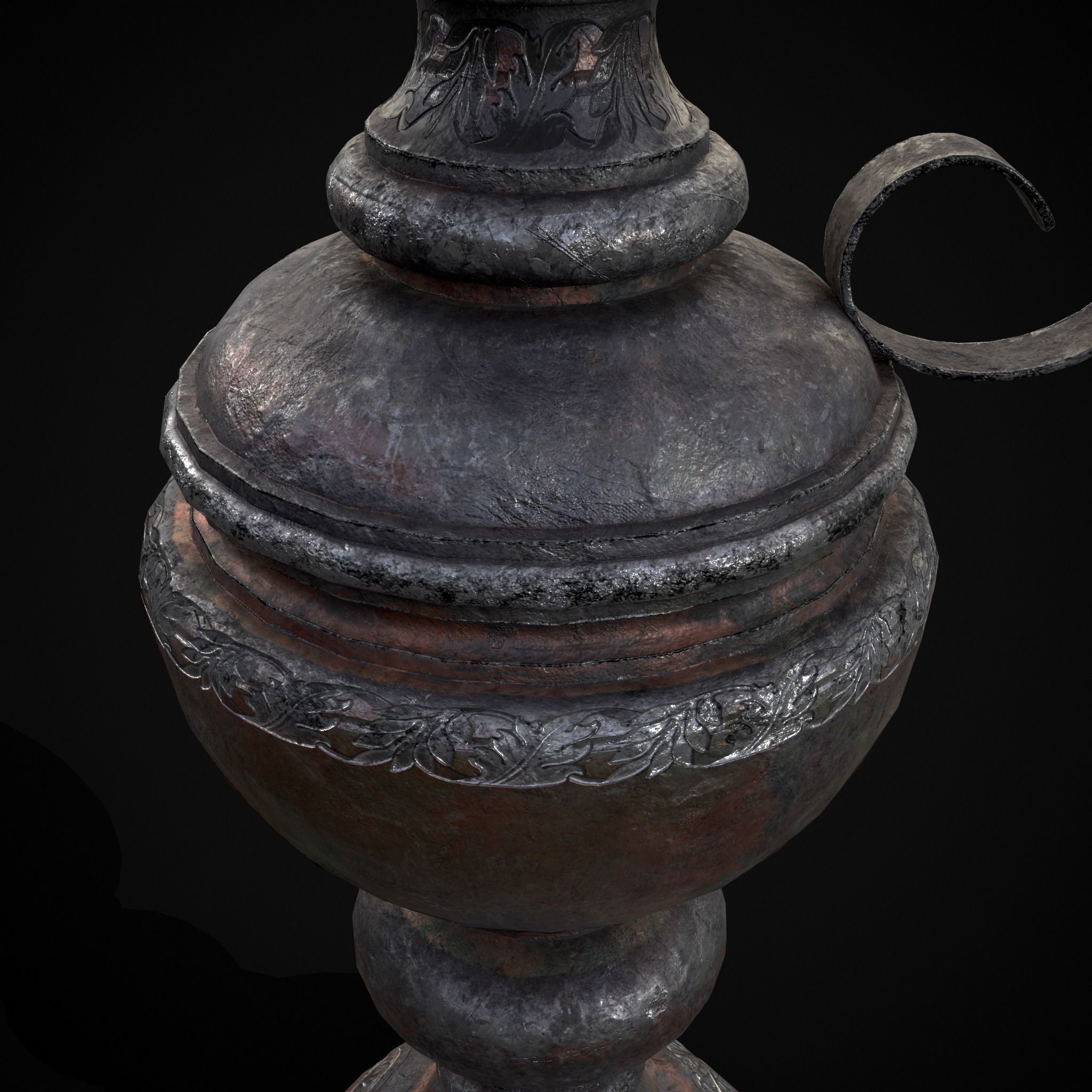 Medieval Elegant Pewter Pitcher Low-poly 3D model_7