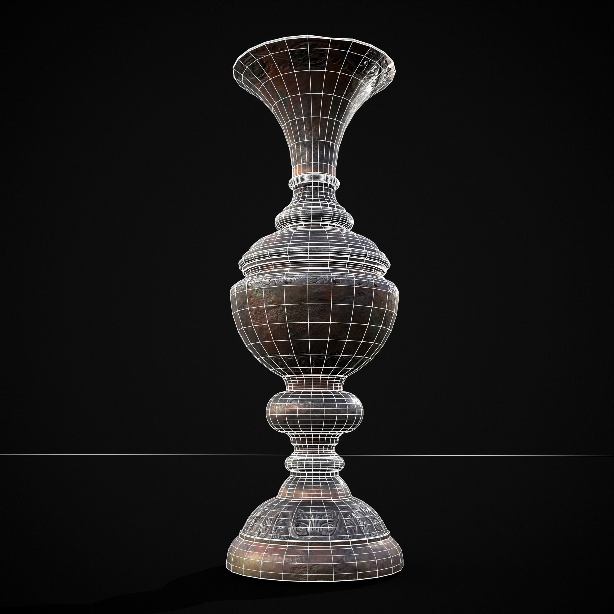 Medieval Elegant Pewter Pitcher Low-poly 3D model_28