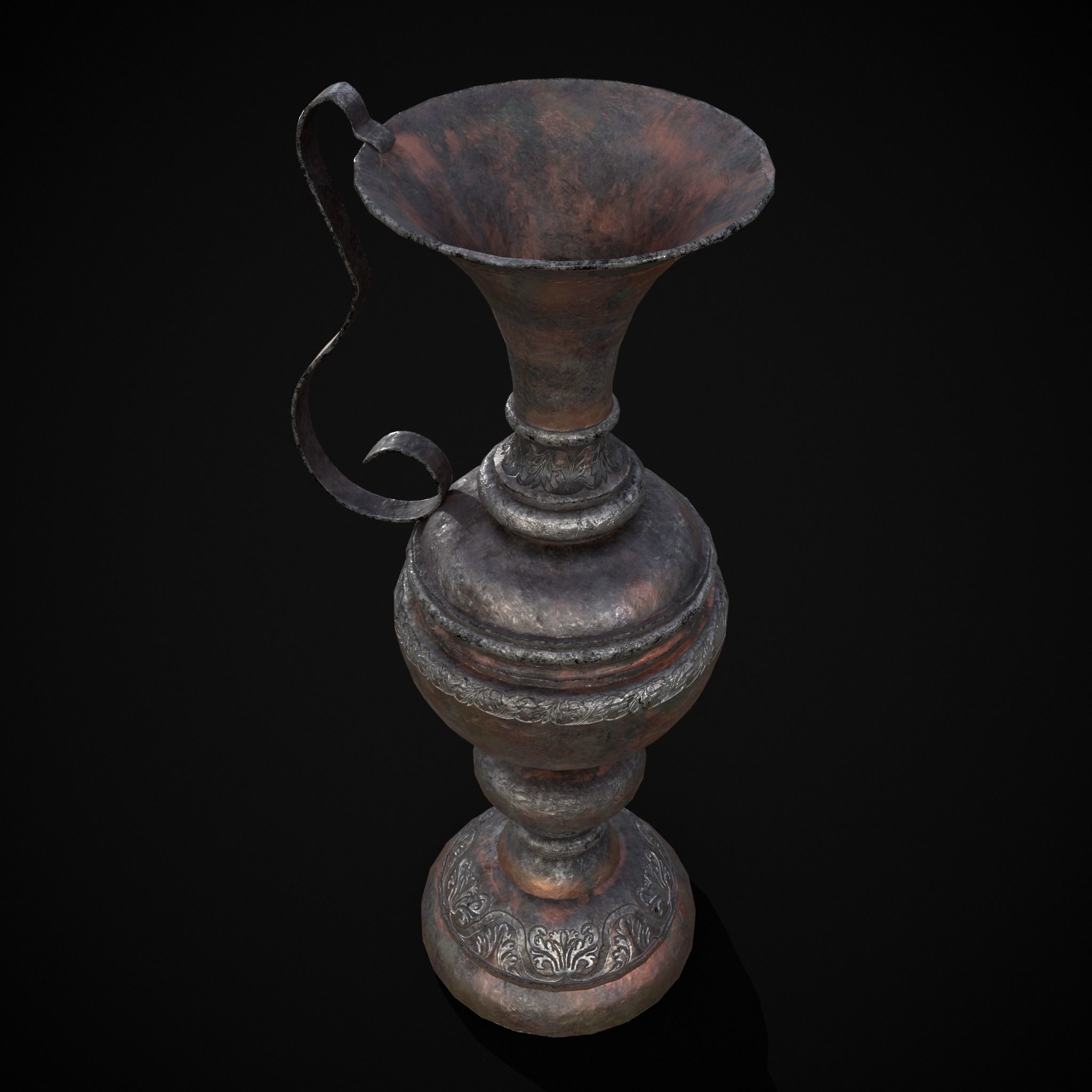 Medieval Elegant Pewter Pitcher Low-poly 3D model_33