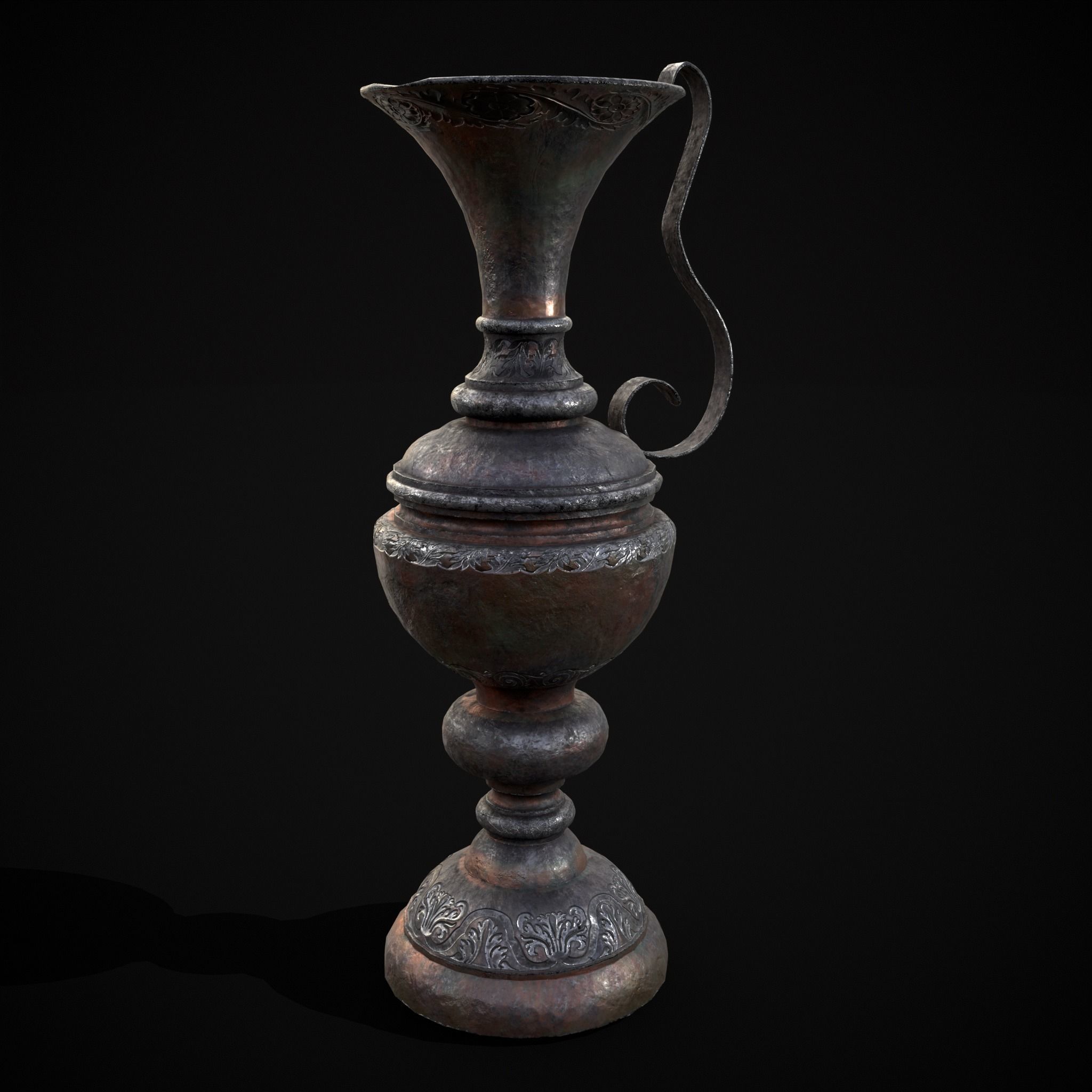 Medieval Elegant Pewter Pitcher Low-poly 3D model_23
