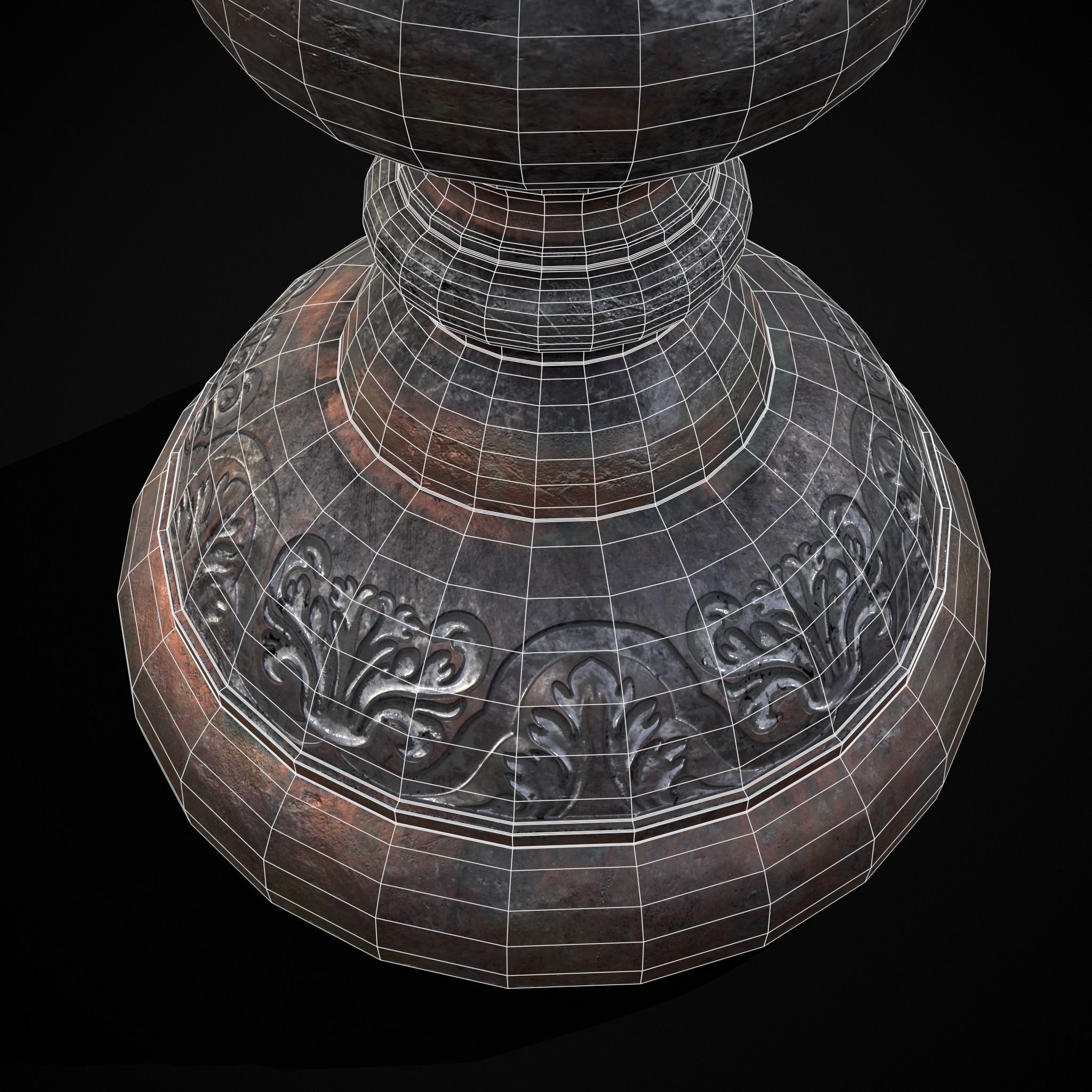 Medieval Elegant Pewter Pitcher Low-poly 3D model_12