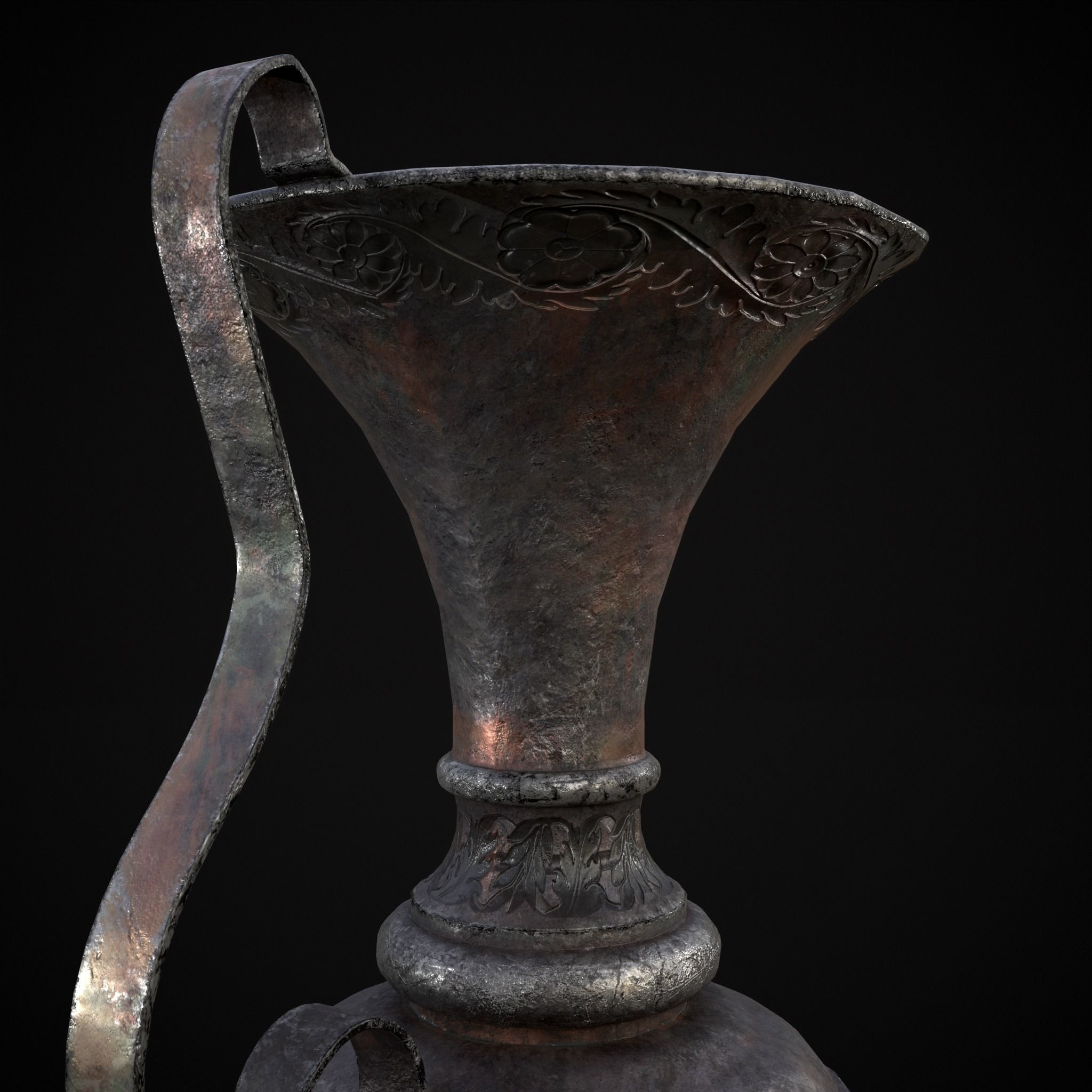 Medieval Elegant Pewter Pitcher Low-poly 3D model_17