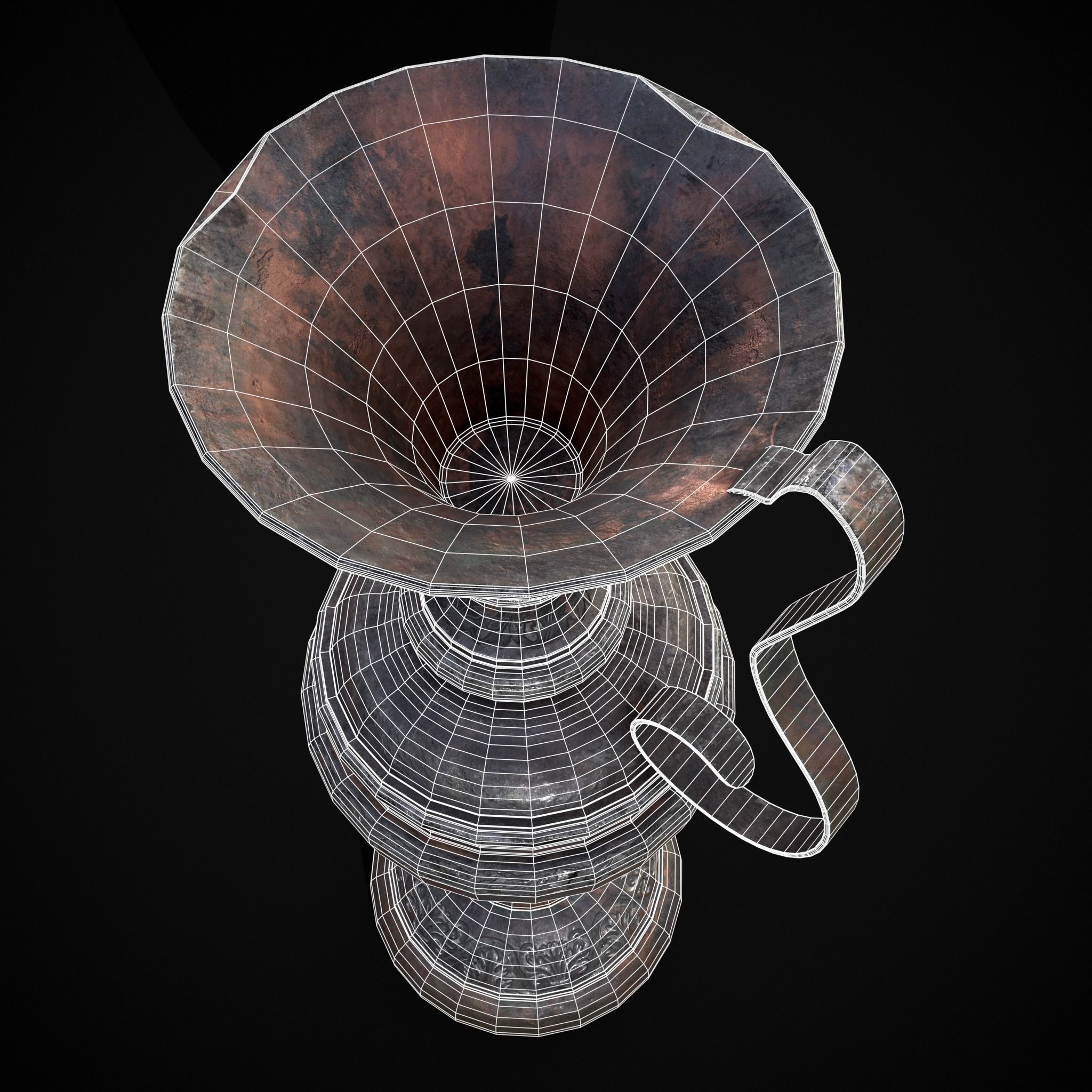 Medieval Elegant Pewter Pitcher Low-poly 3D model_26