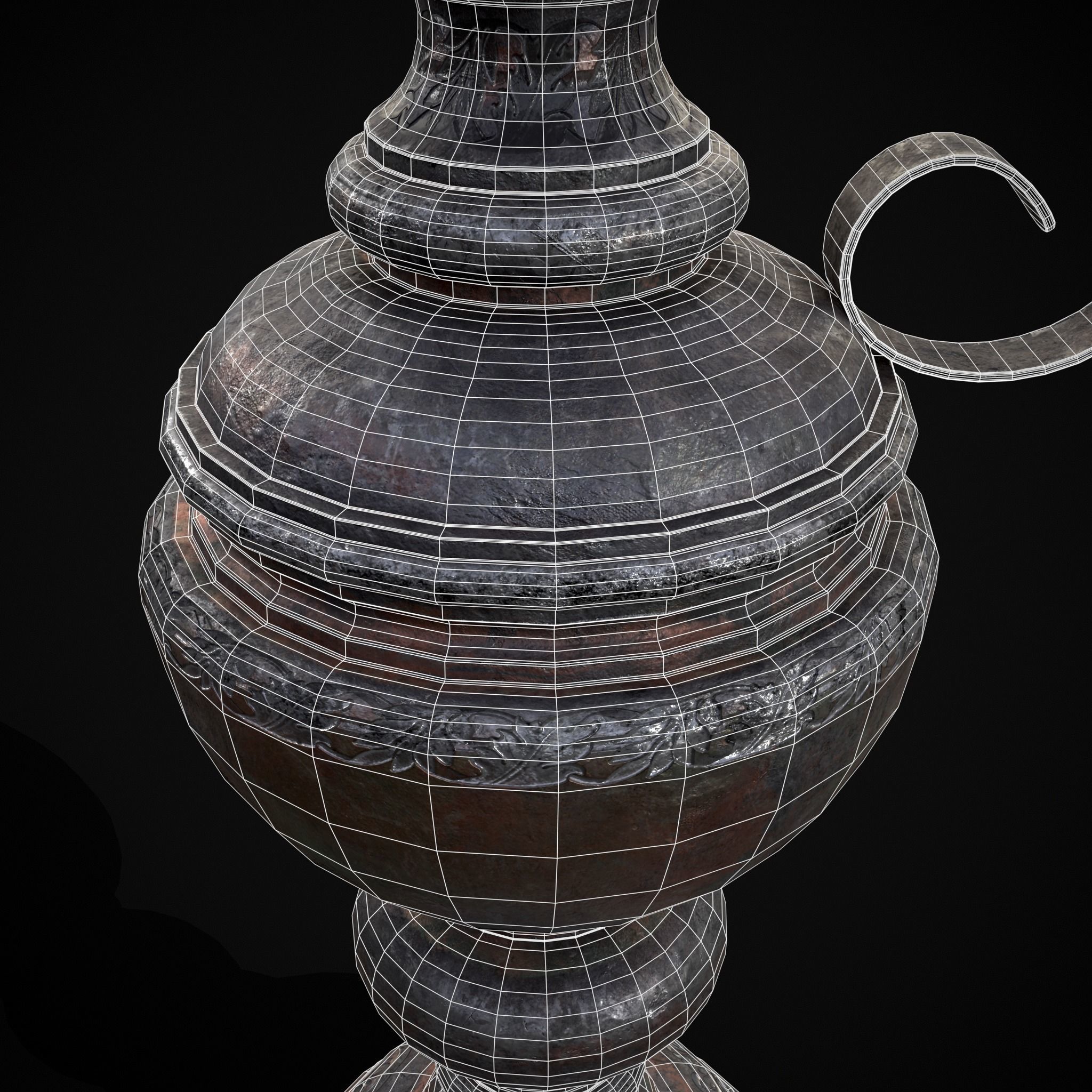 Medieval Elegant Pewter Pitcher Low-poly 3D model_8