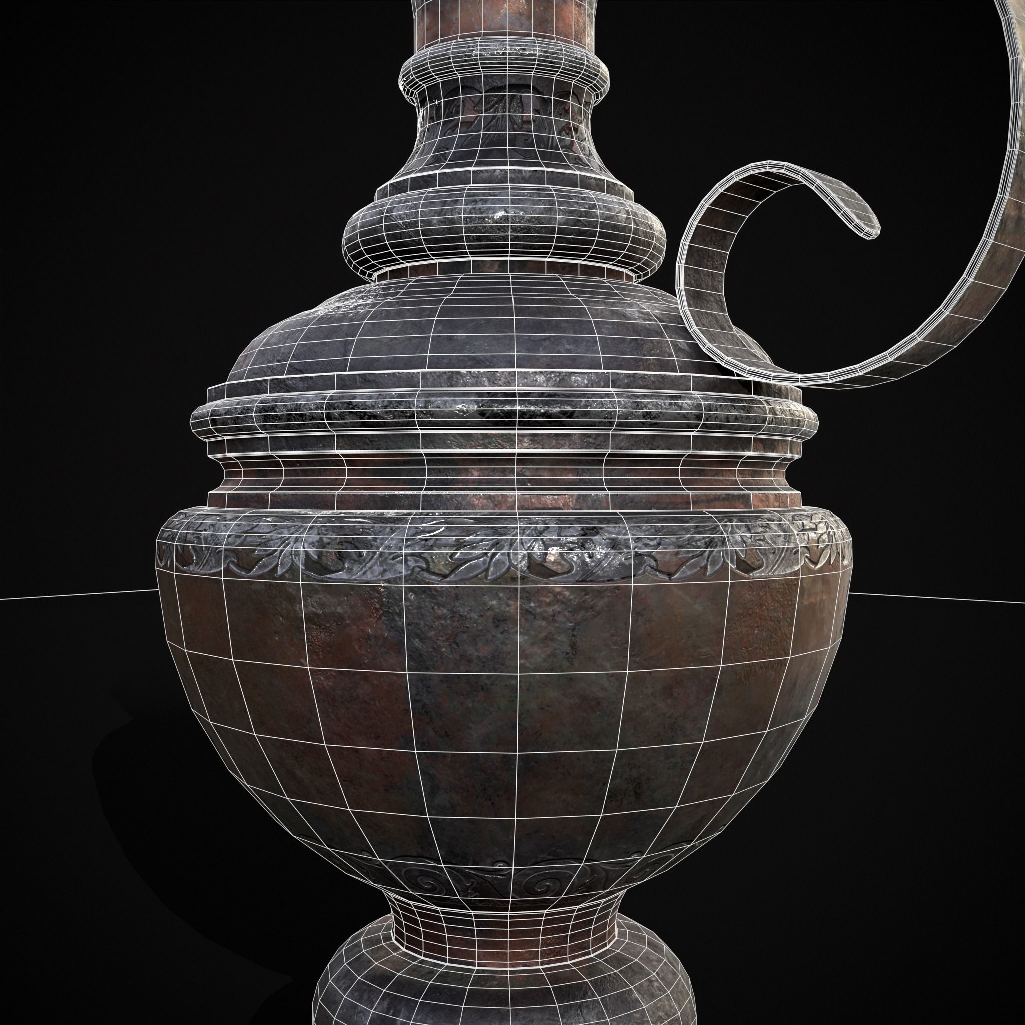 Medieval Elegant Pewter Pitcher Low-poly 3D model_20