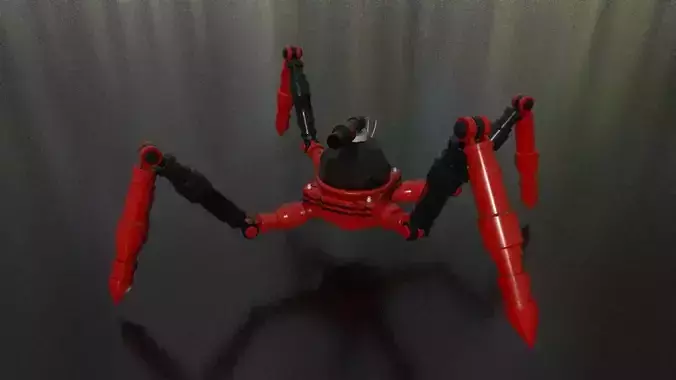 robotic Low-Poly Spider Rigged-Animated model