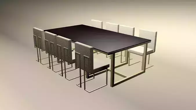 modern 3d office table with 8 chairs