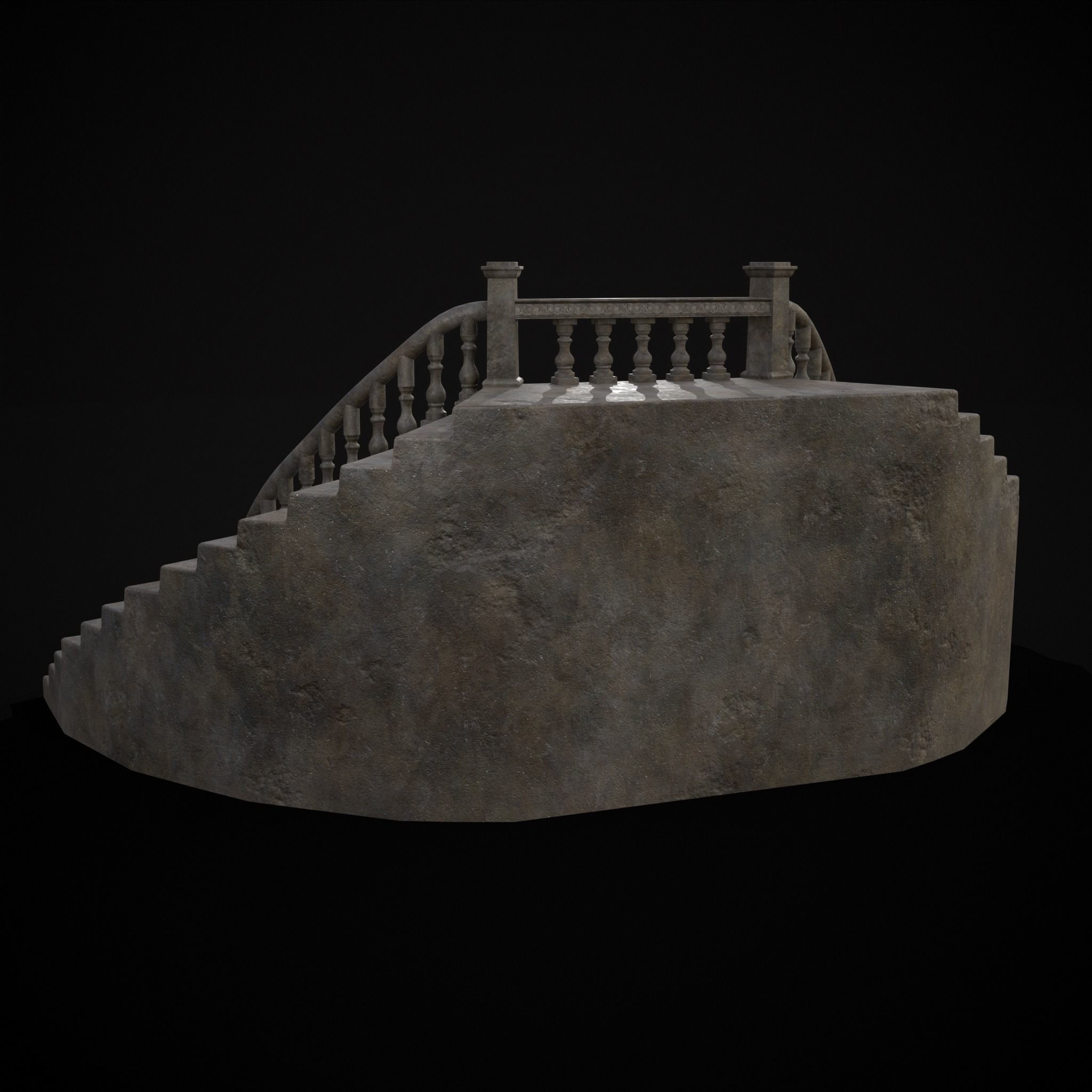 Double Stair Case Fountain Low-poly 3D model_9