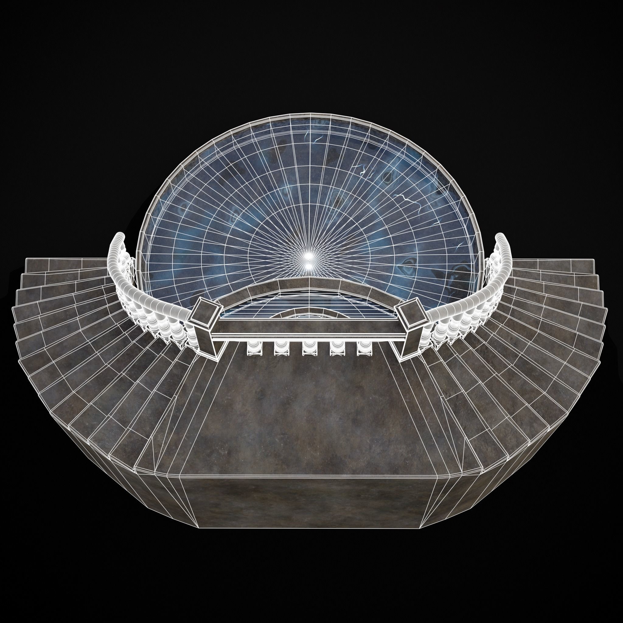 Double Stair Case Fountain Low-poly 3D model_26