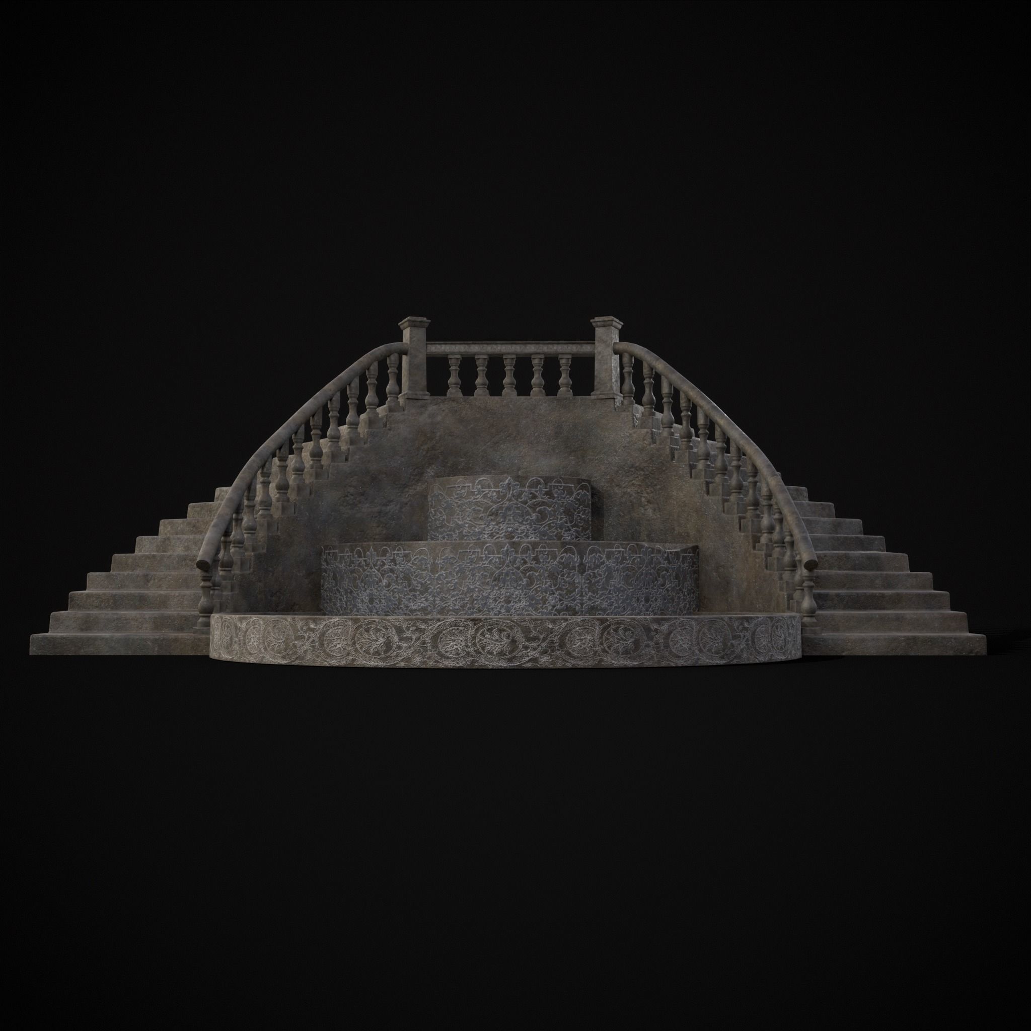 Double Stair Case Fountain Low-poly 3D model_17
