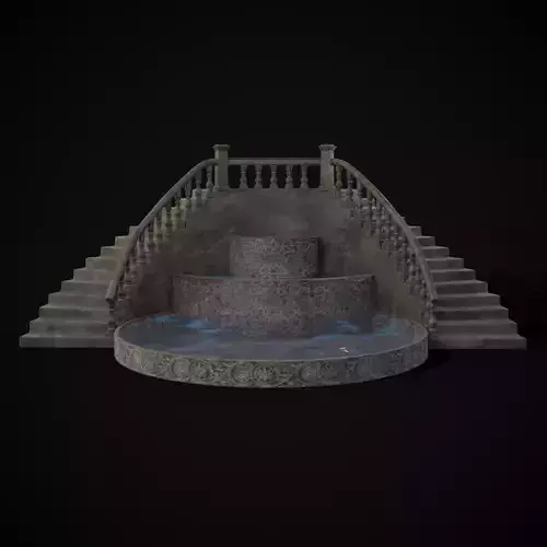 Double Stair Case Fountain Low-poly 3D model