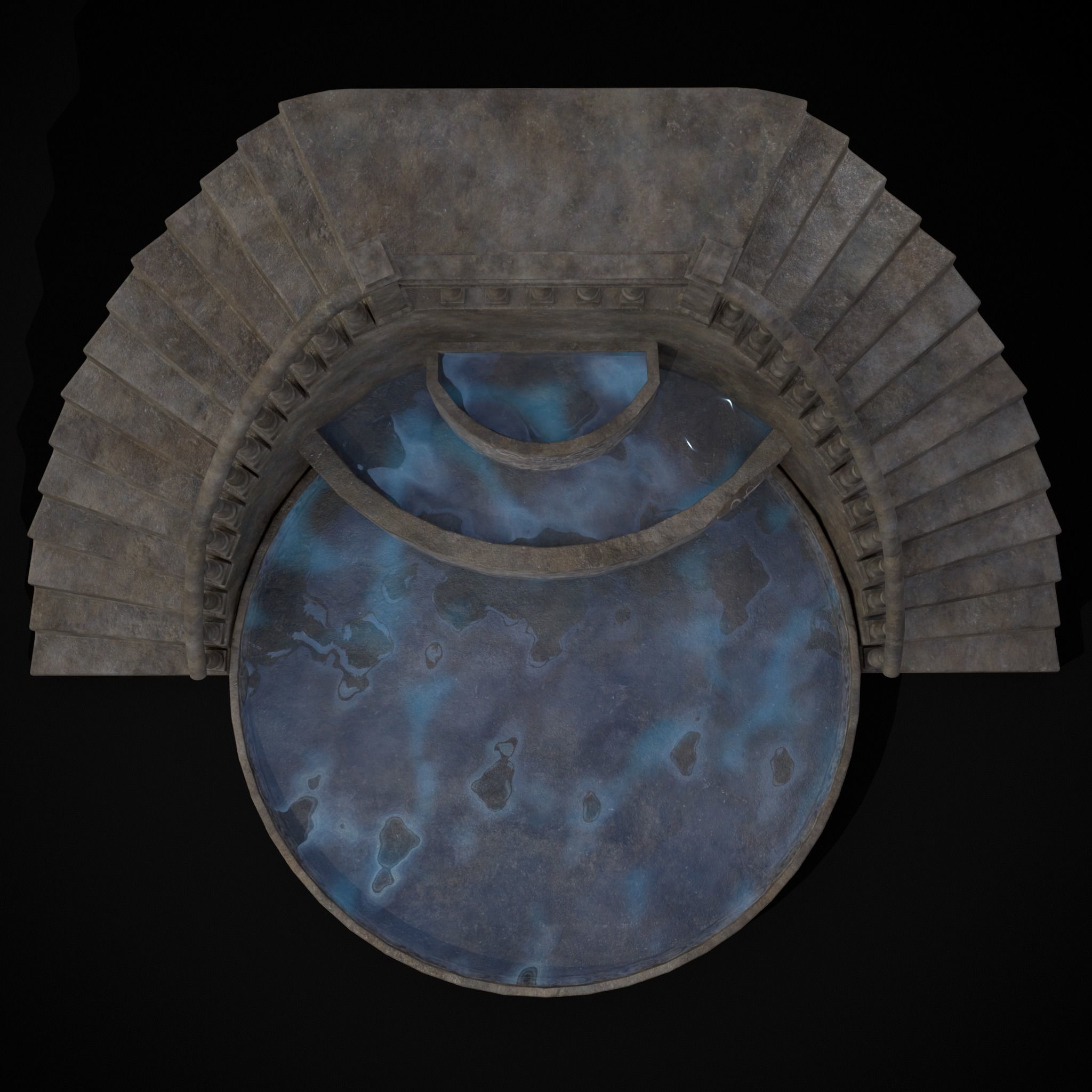 Double Stair Case Fountain Low-poly 3D model_7