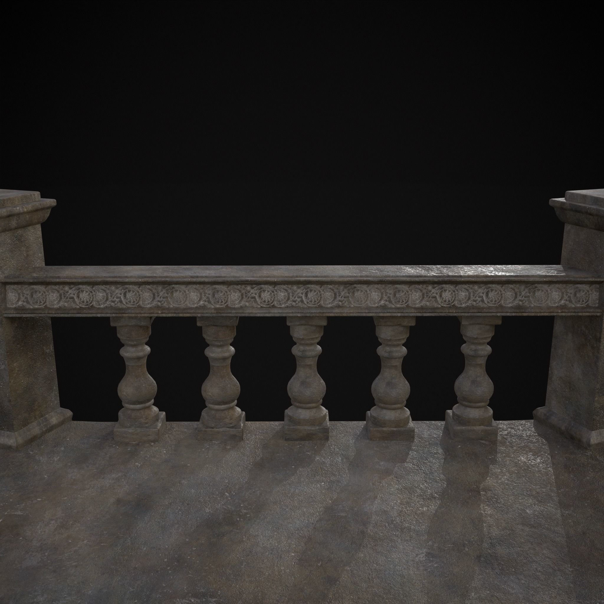 Double Stair Case Fountain Low-poly 3D model_11