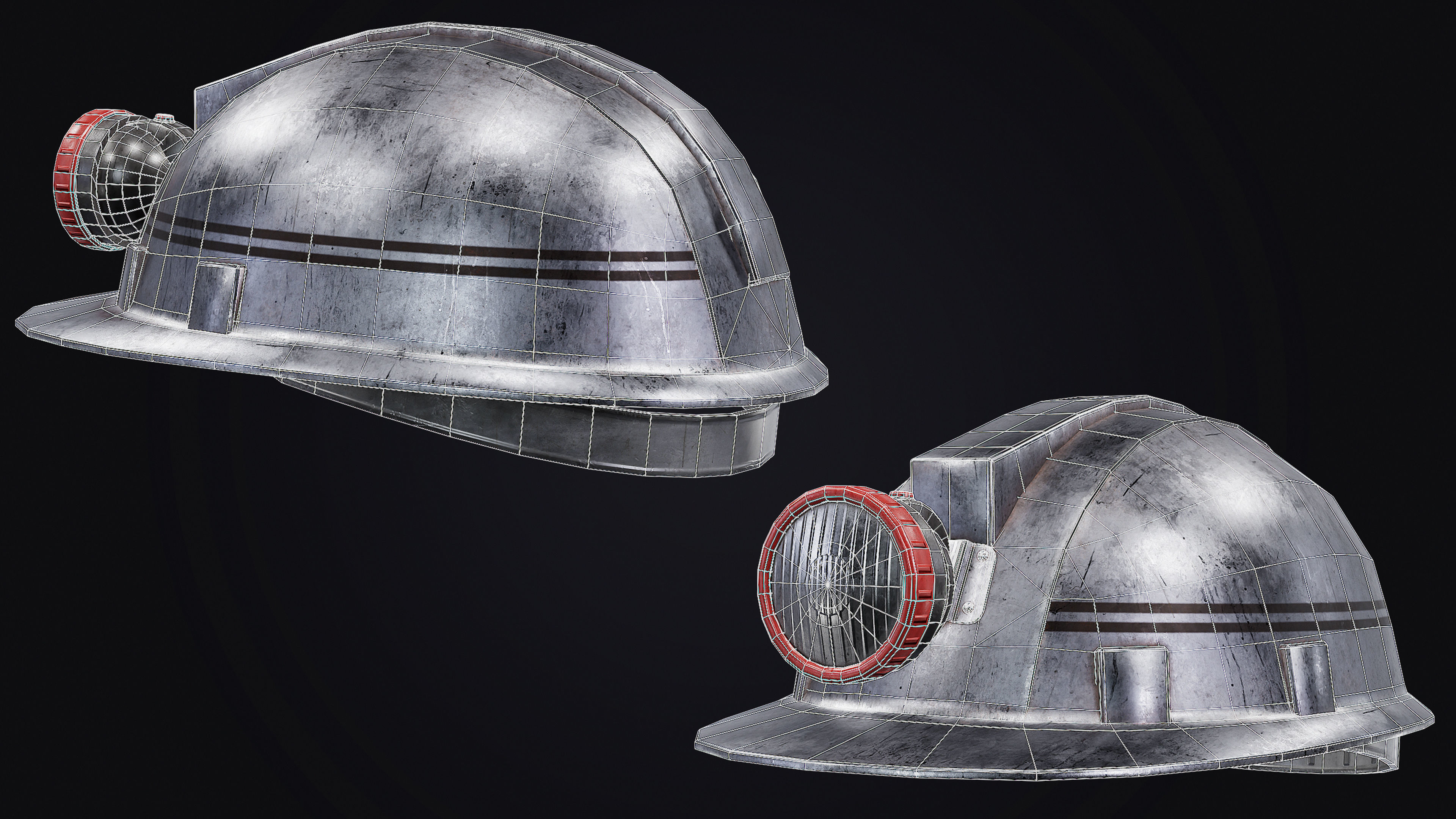 Mine Helmet Low-poly 3D model_9
