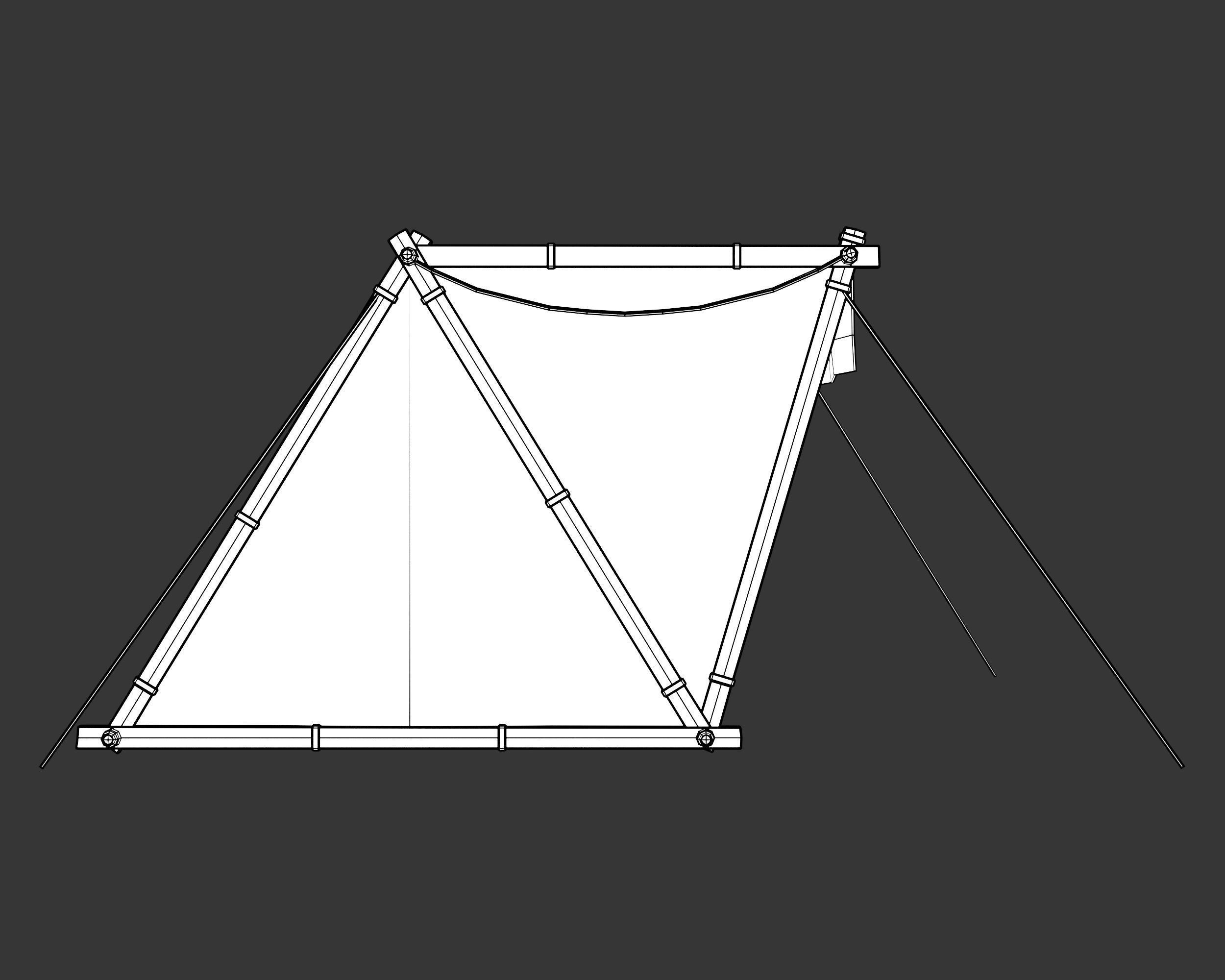 Medieval Knightly Camp Tent Medium Low-poly 3D model_8