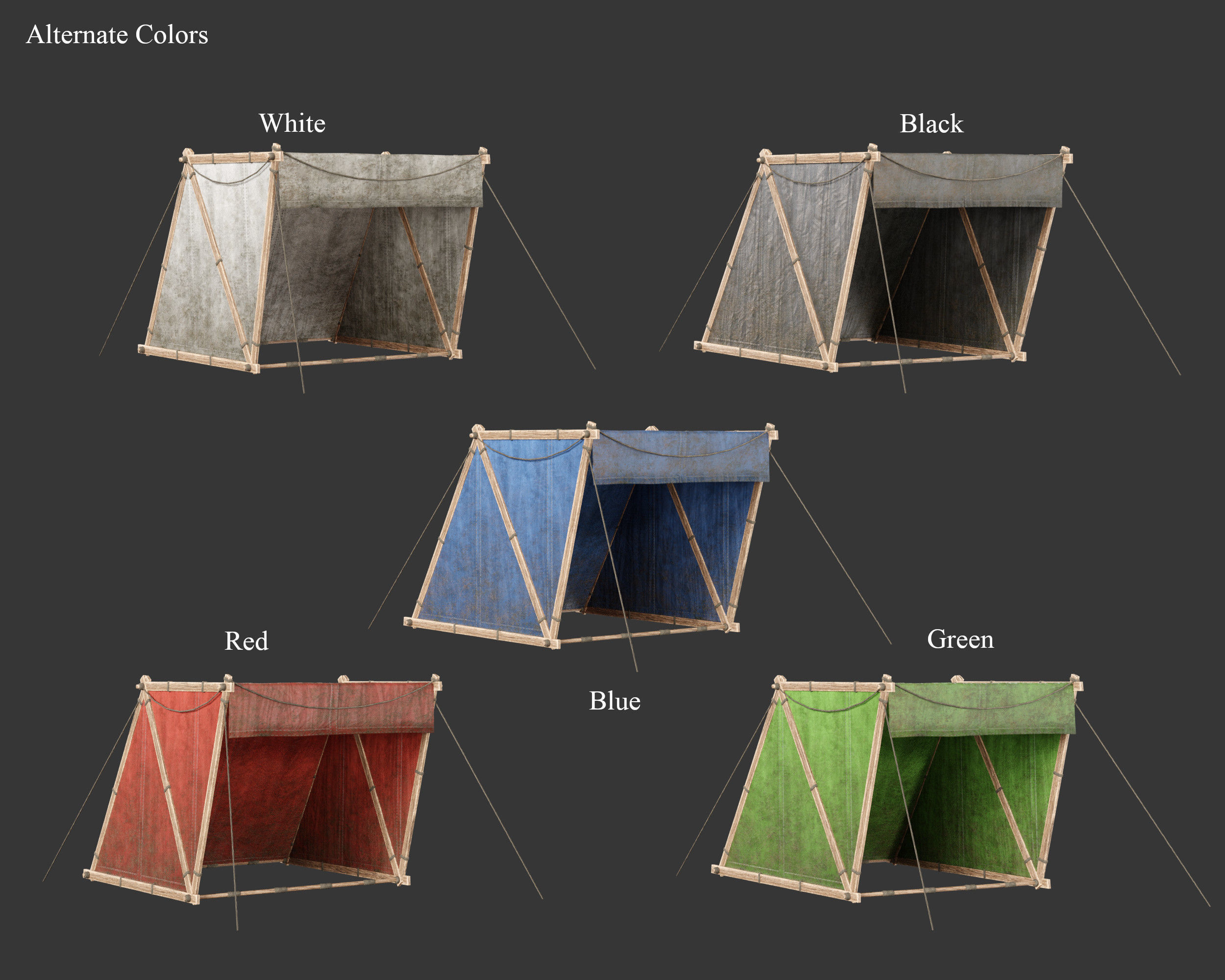 Medieval Knightly Camp Tent Medium Low-poly 3D model_2