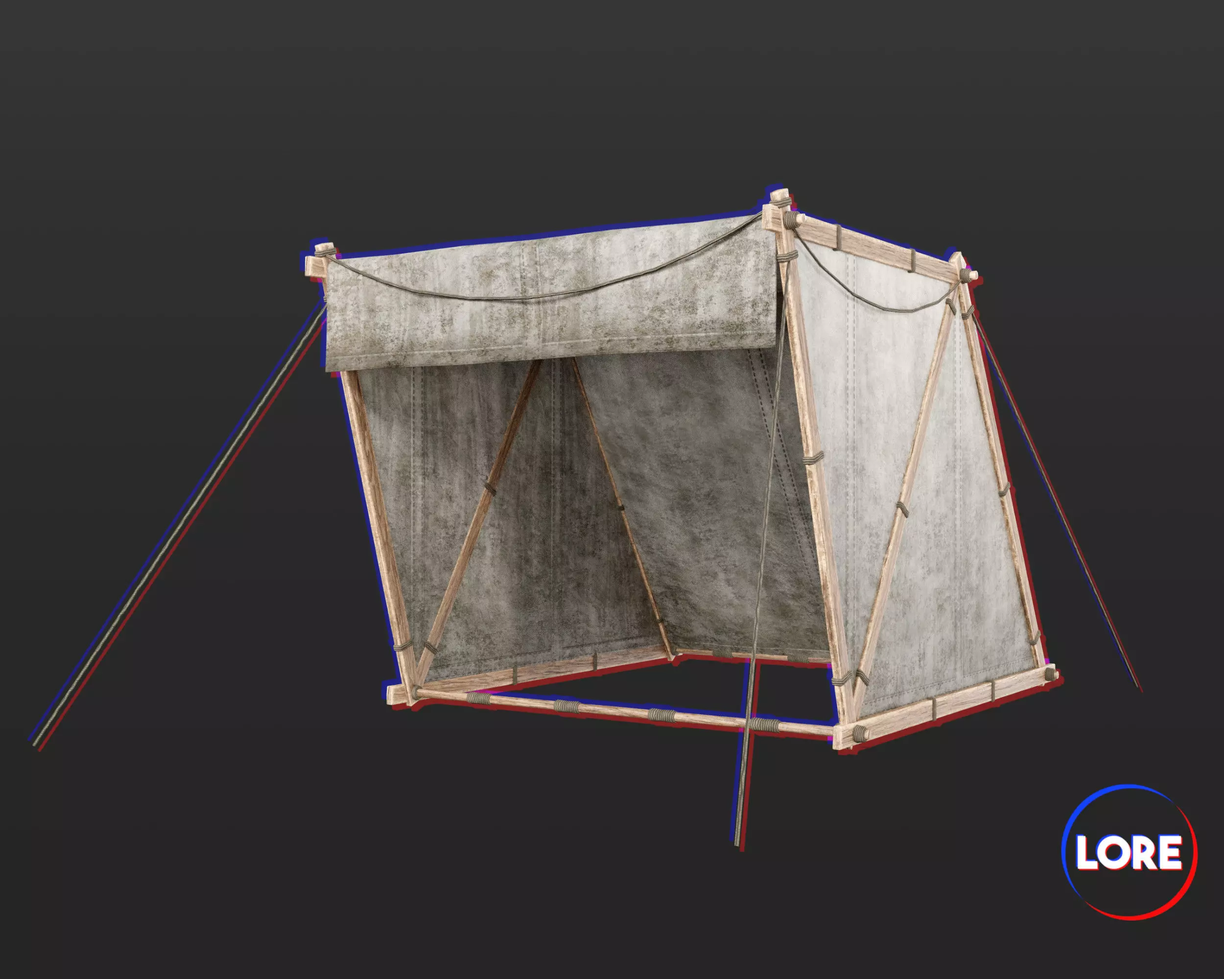 Medieval Knightly Camp Tent Medium Low-poly 3D model_0