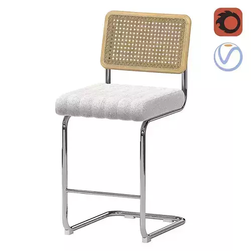 Blake Rattan Boucle Bar Stool