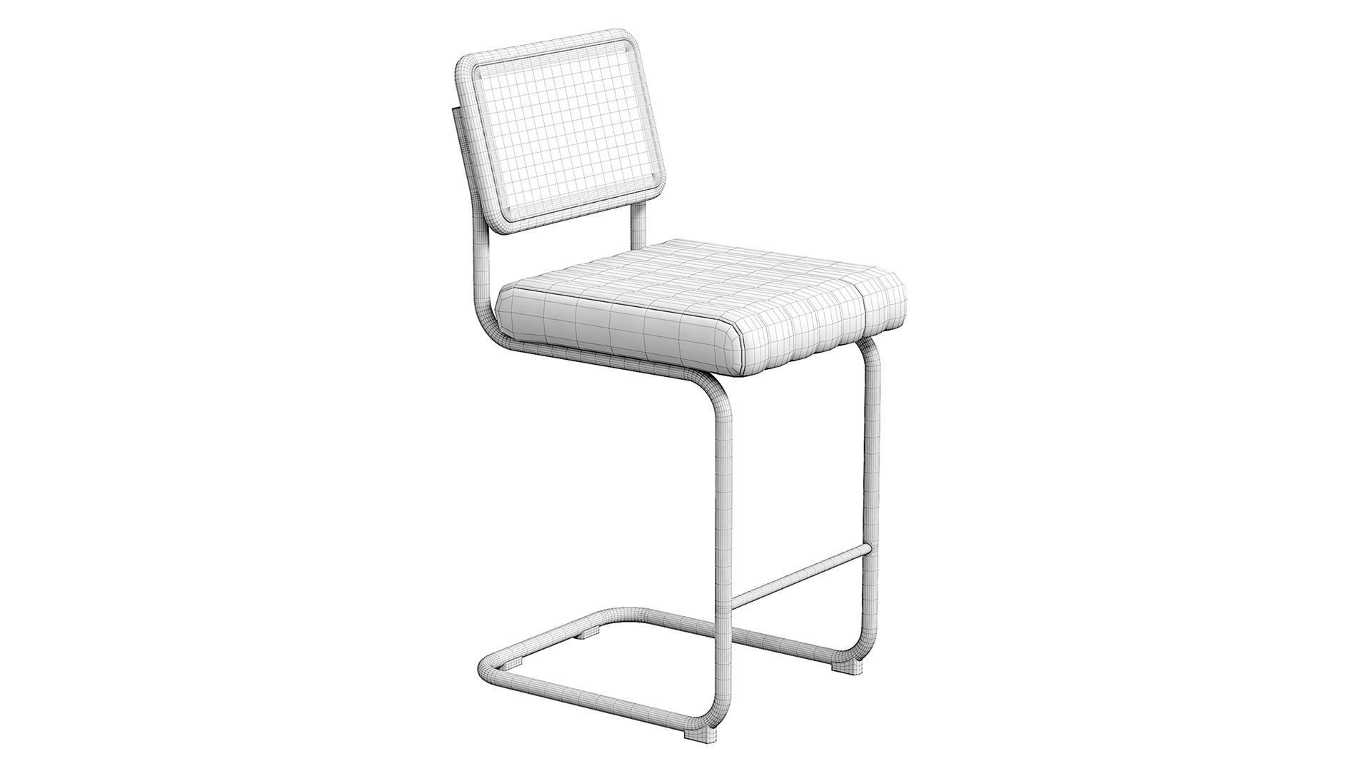 Blake Rattan Boucle Bar Stool 3D model_8