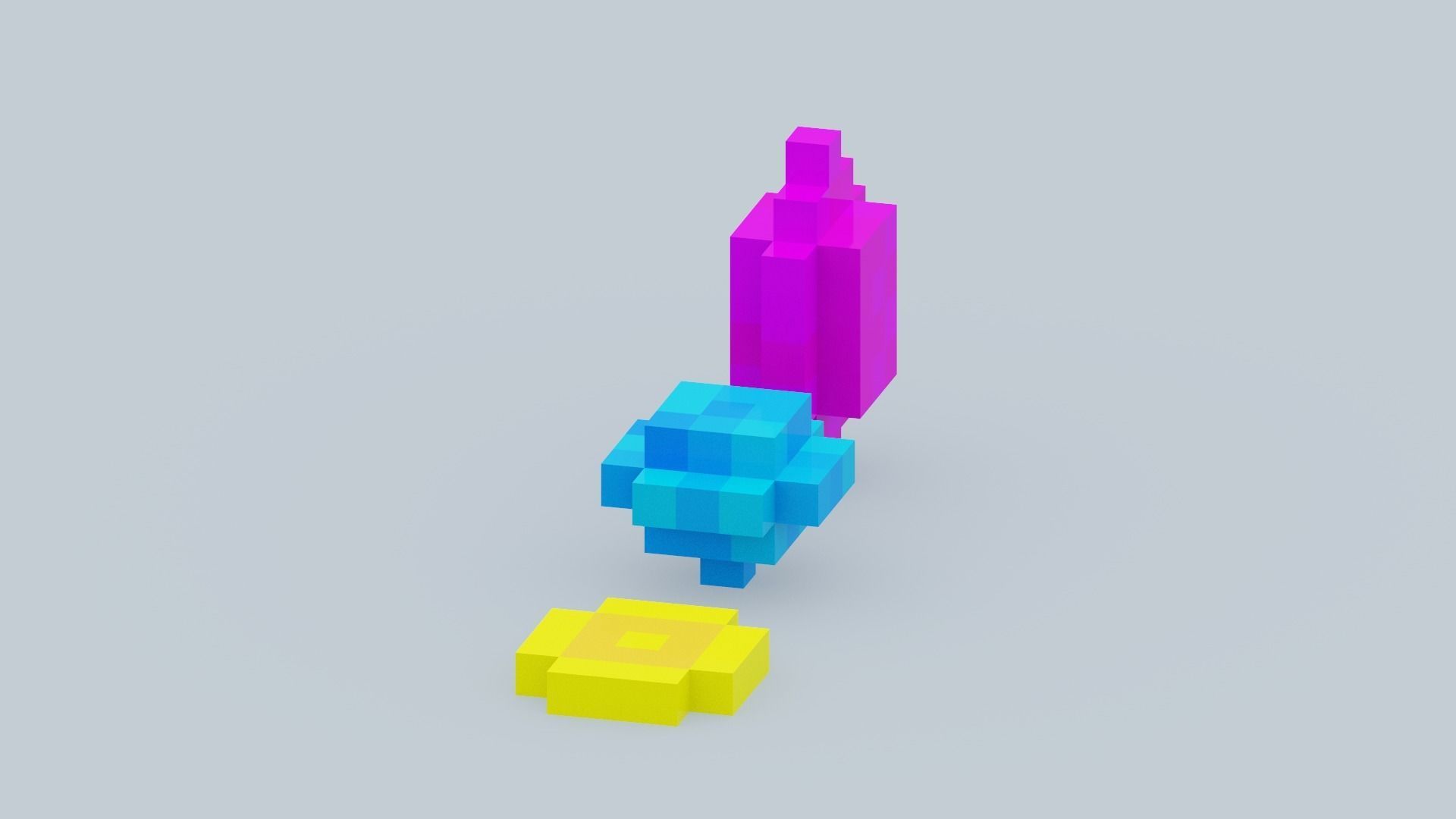 Voxel Diamonds Low-poly 3D model_10
