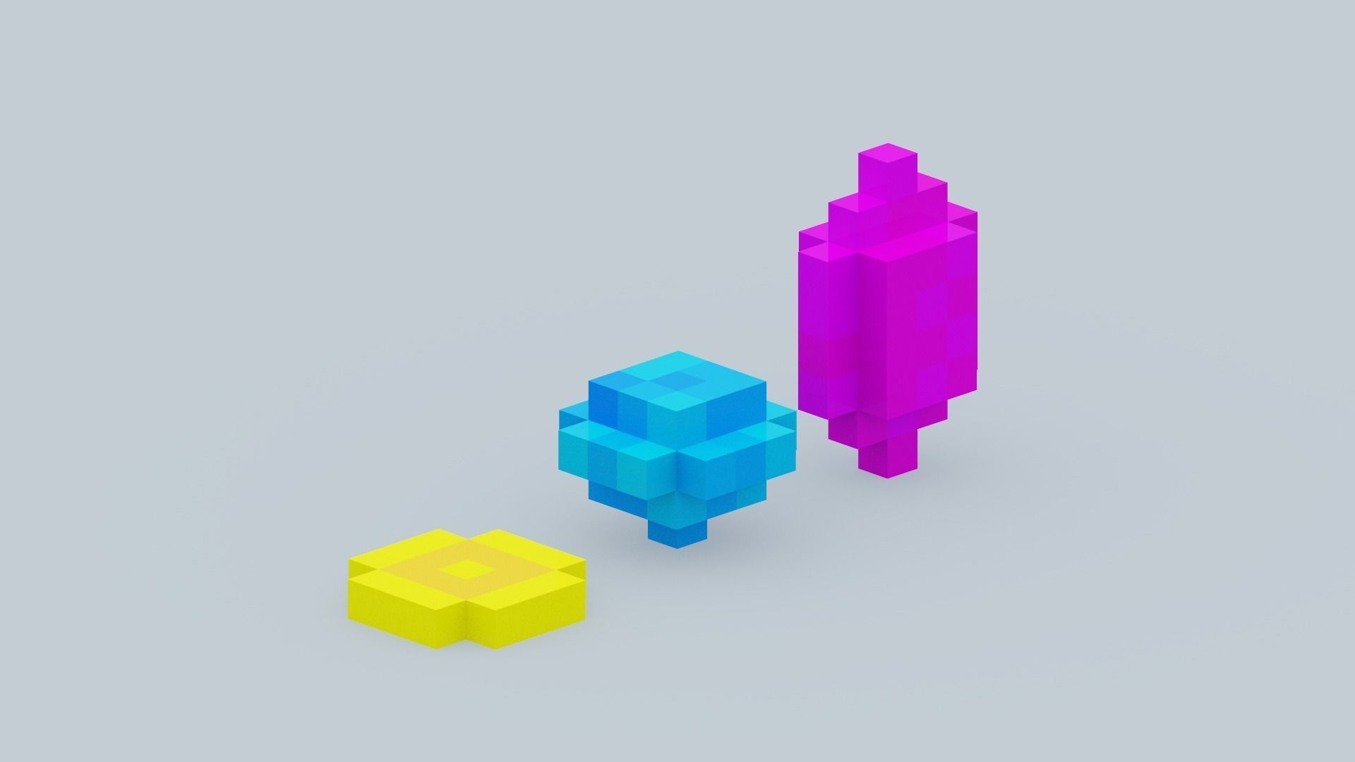 Voxel Diamonds Low-poly 3D model_11