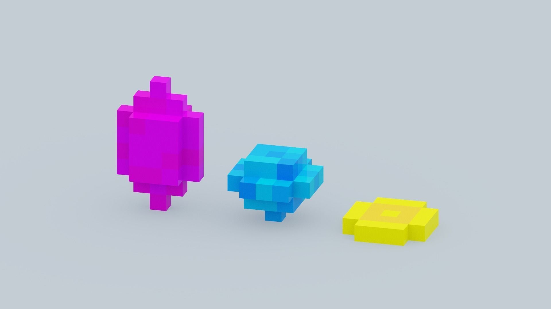 Voxel Diamonds Low-poly 3D model_7