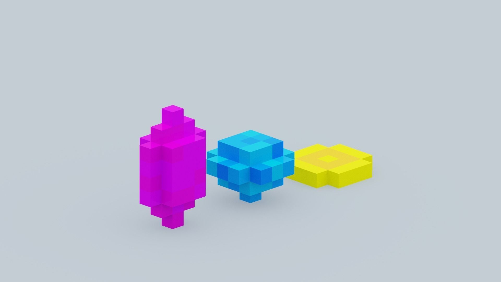 Voxel Diamonds Low-poly 3D model_5