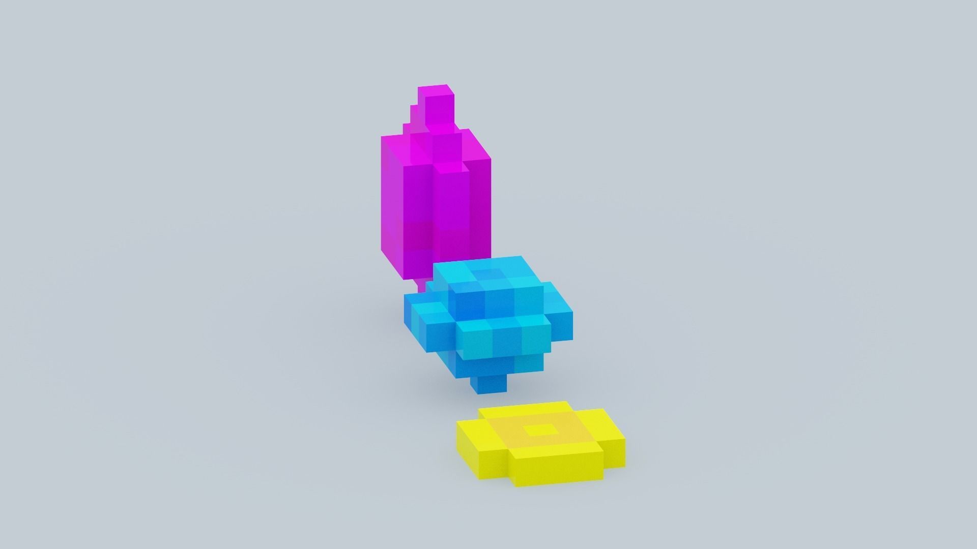 Voxel Diamonds Low-poly 3D model_9