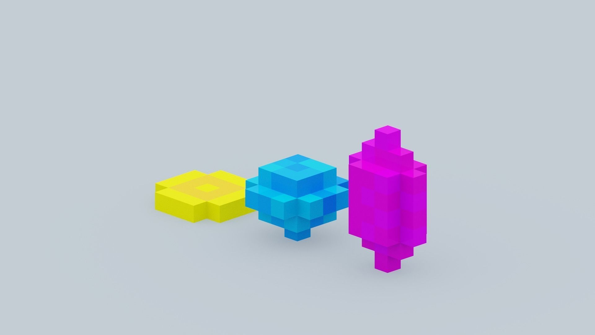 Voxel Diamonds Low-poly 3D model_2