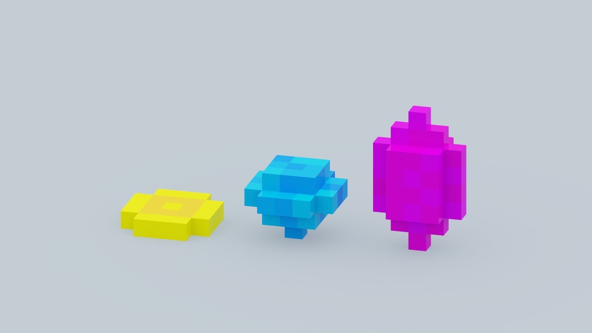 Voxel Diamonds Low-poly 3D model_1