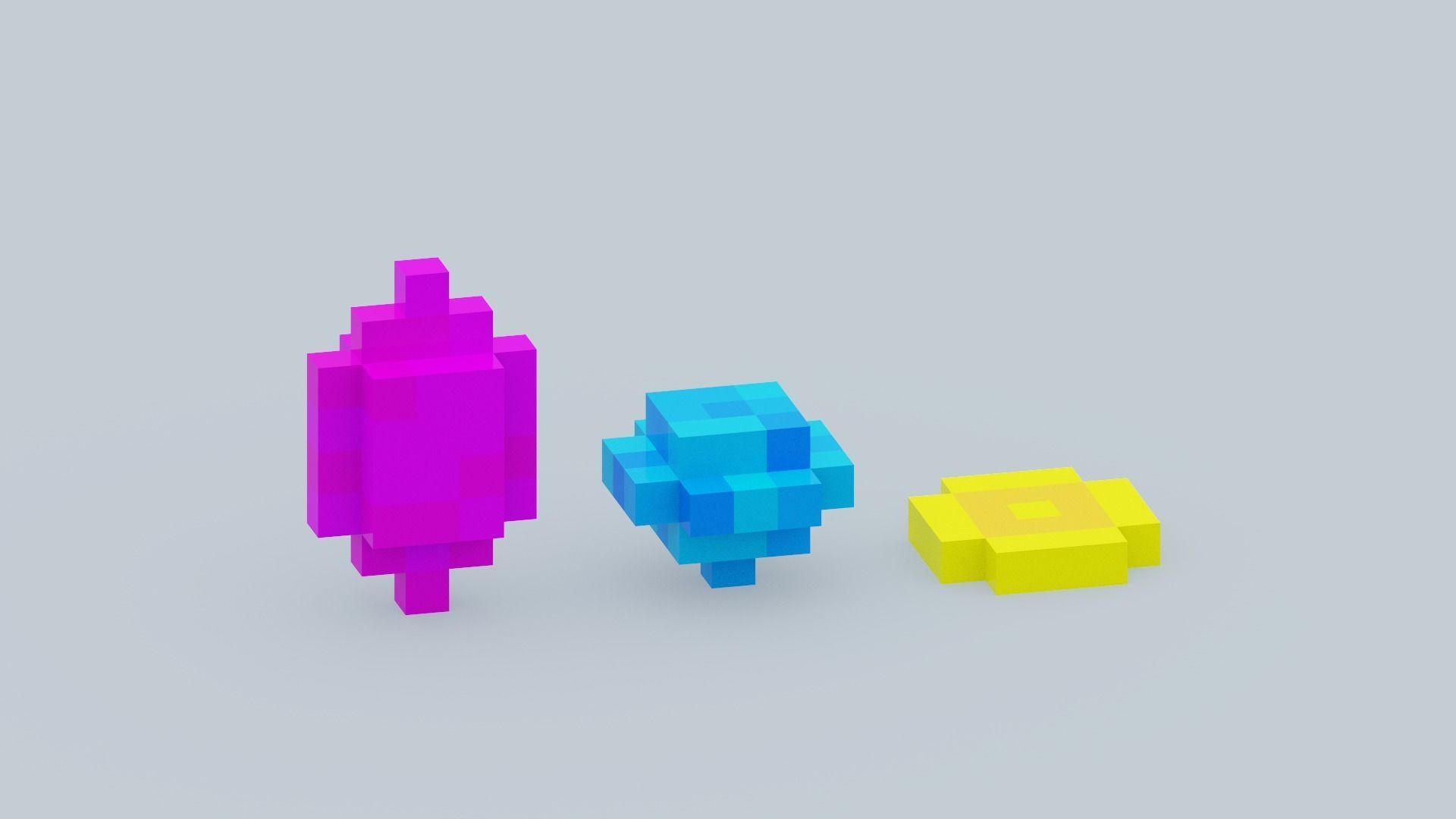 Voxel Diamonds Low-poly 3D model_6