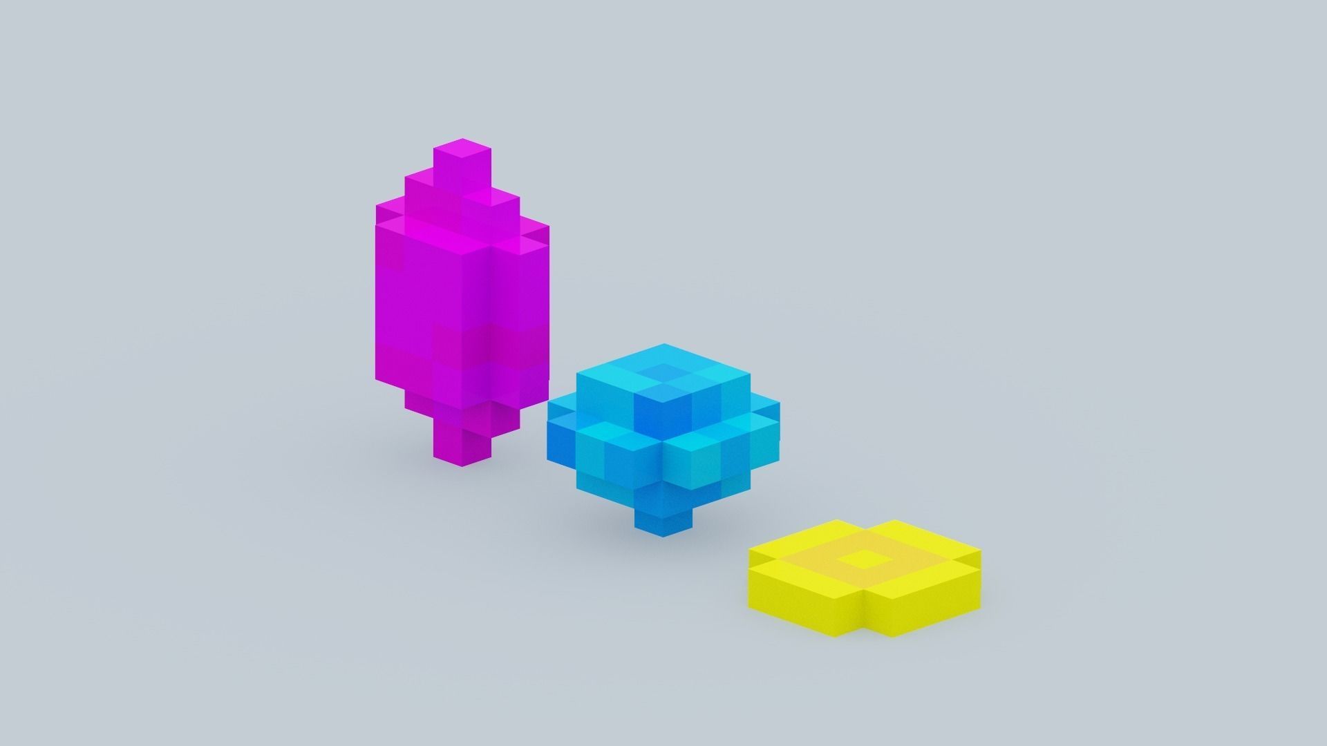 Voxel Diamonds Low-poly 3D model_8