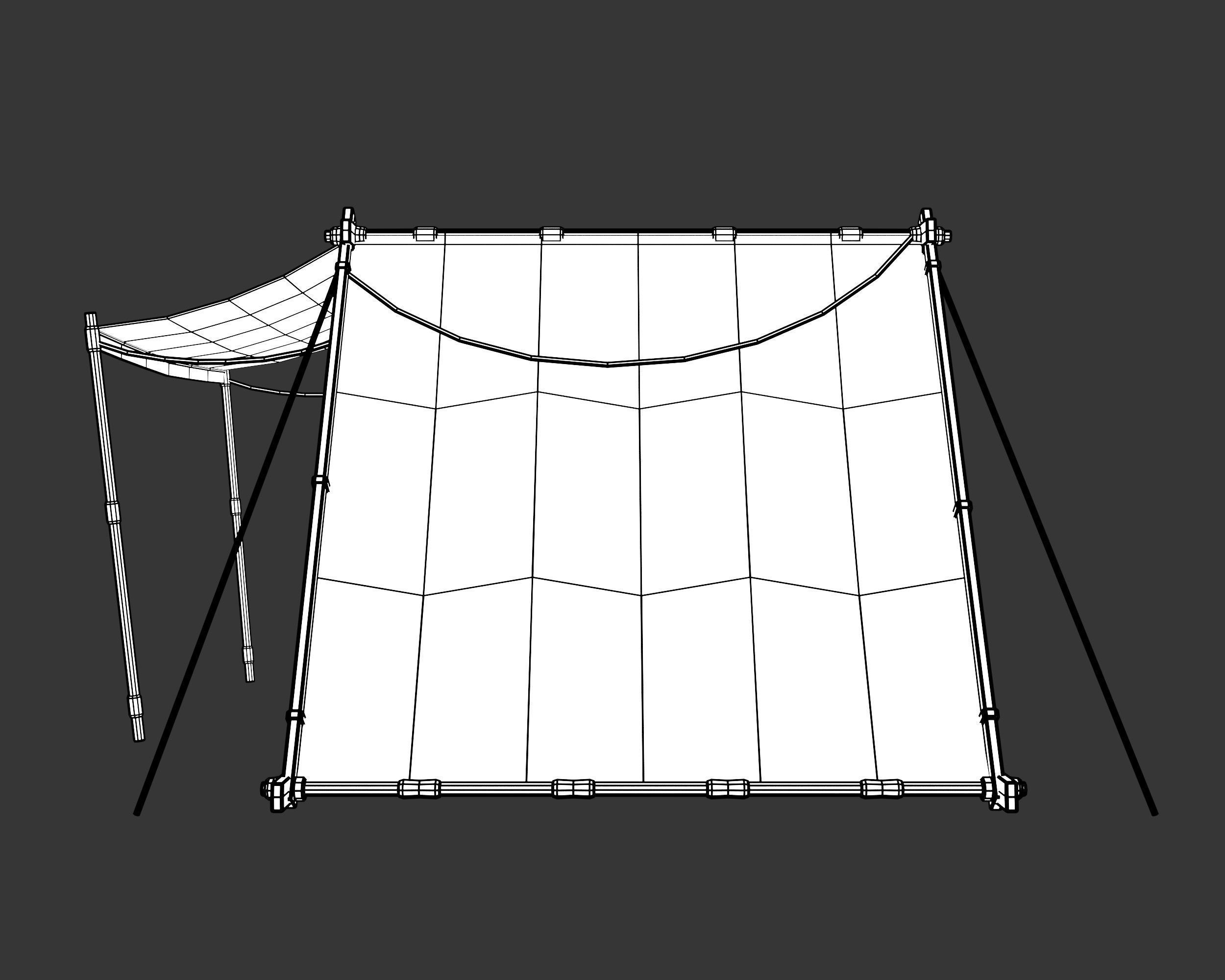 Medieval Knightly Camp Tent Large Low-poly 3D model_14
