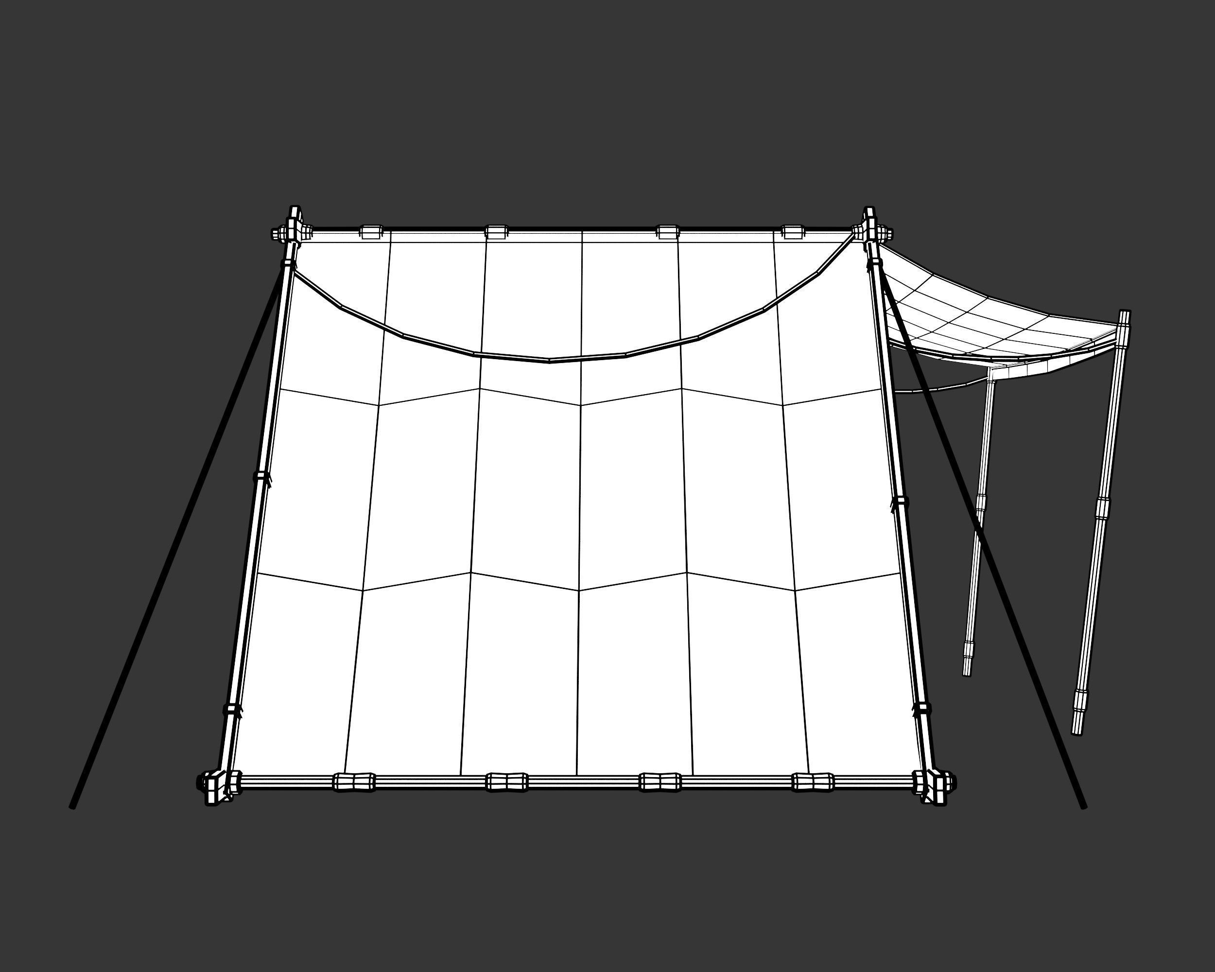 Medieval Knightly Camp Tent Large Low-poly 3D model_8
