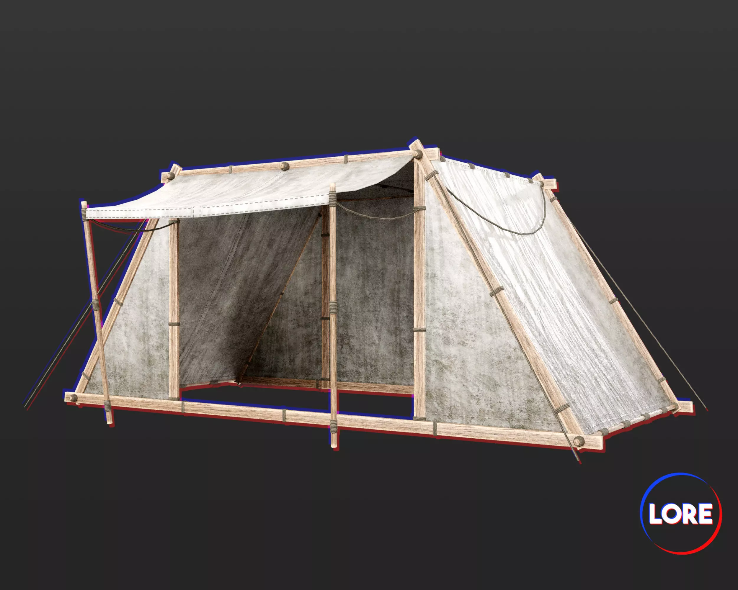 Medieval Knightly Camp Tent Large Low-poly 3D model_0