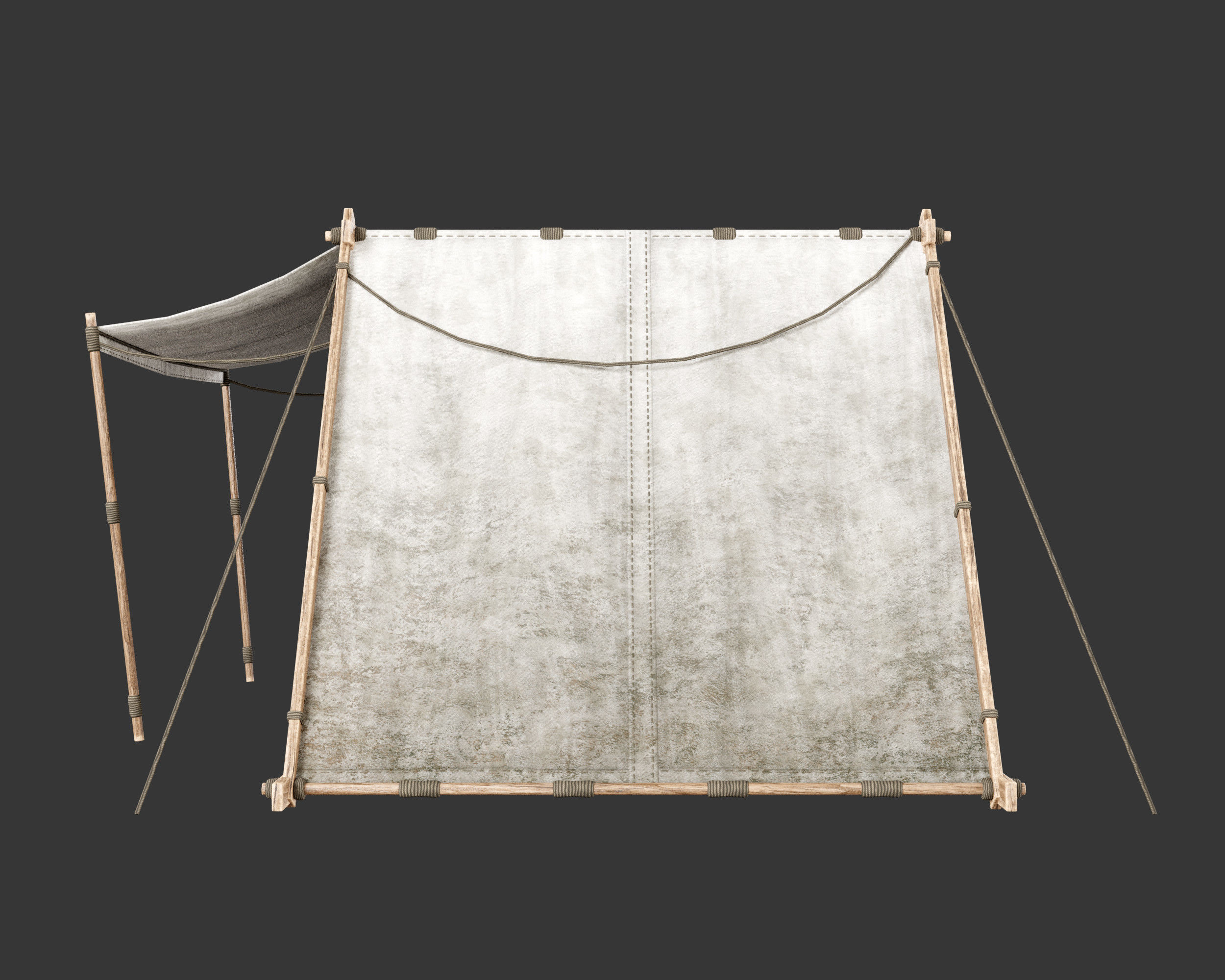 Medieval Knightly Camp Tent Large Low-poly 3D model_12