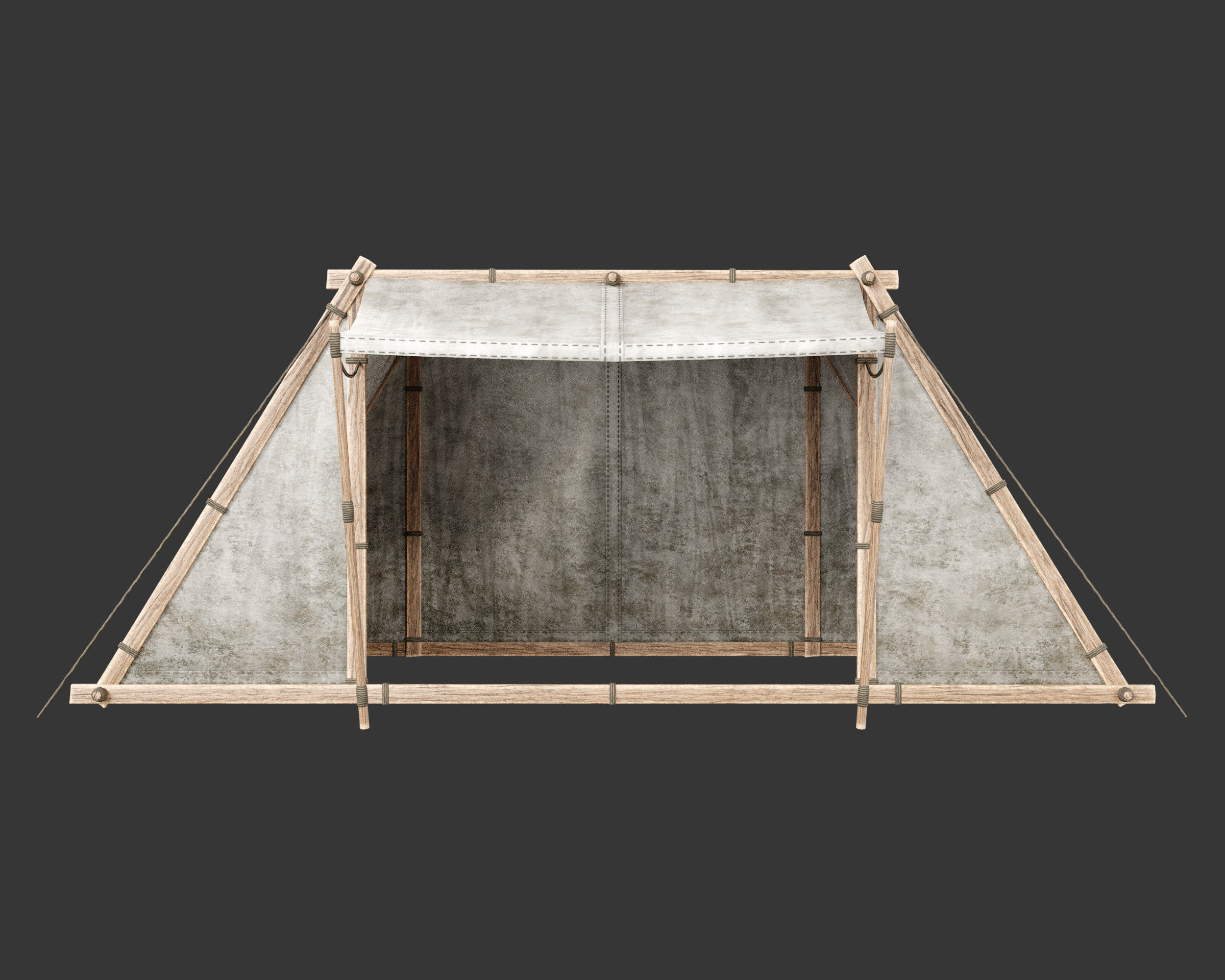 Medieval Knightly Camp Tent Large Low-poly 3D model_3
