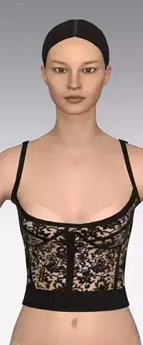 Lace detail corset blouse vual look Low-poly 3D model